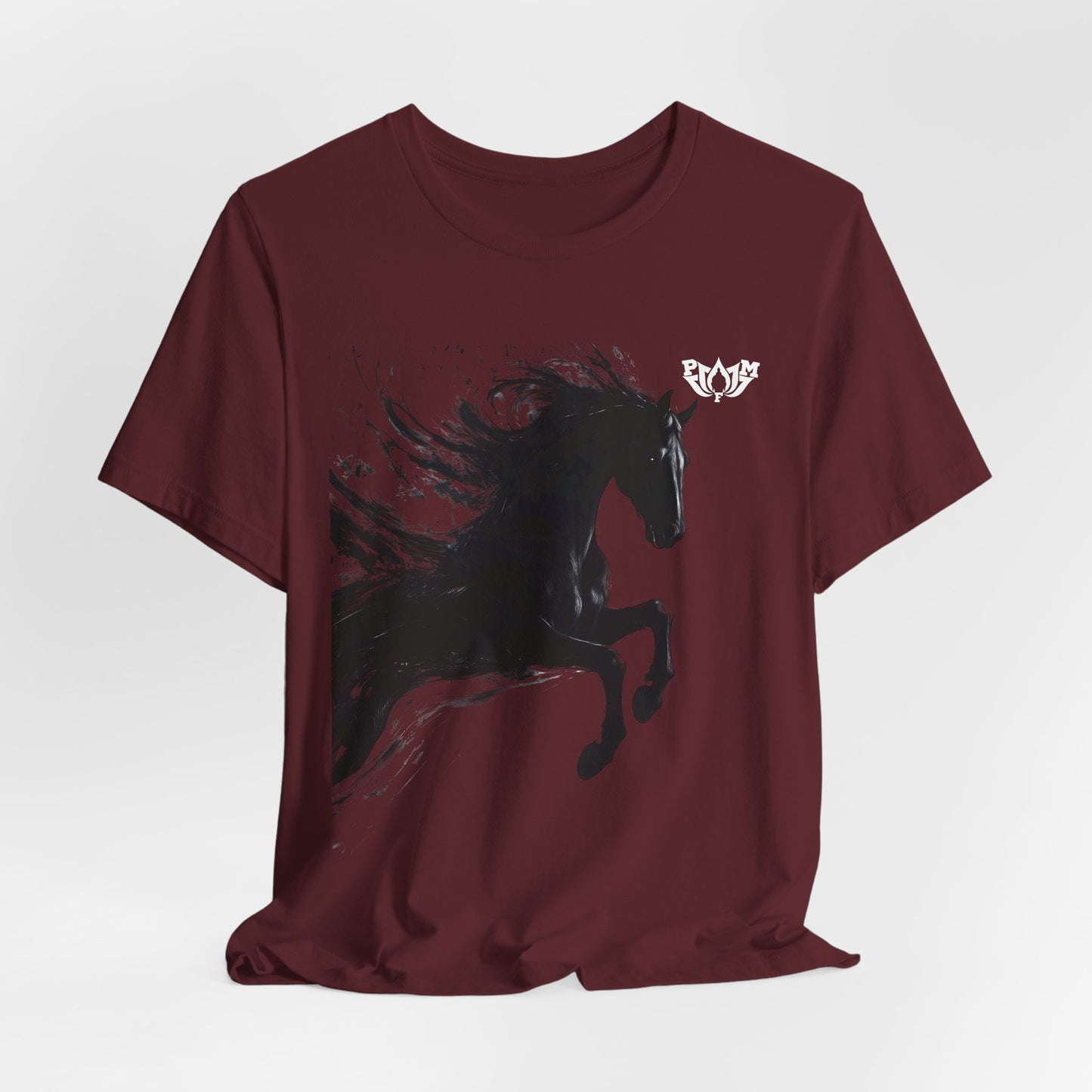 Dark Stallion Graphic Tee — Black Galloping Horse T‑Shirt-Dark Colors- PMF- PeaceMonkFinds