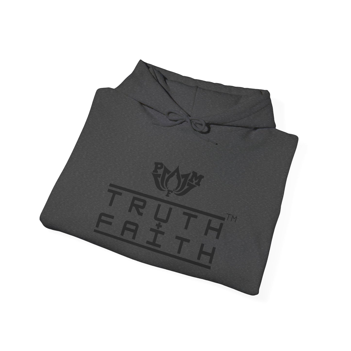 PMF Truth + Faith Hoodie — Minimalist Script Graphic Hooded Sweatshirt