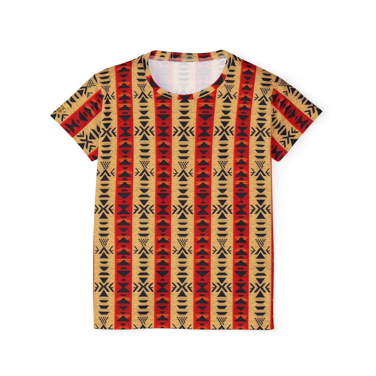 Tribal Striped Women's Sports Jersey — Aztec Sunset All-Over Print | With PMF Truth + Faith logo on Right Sleeve
