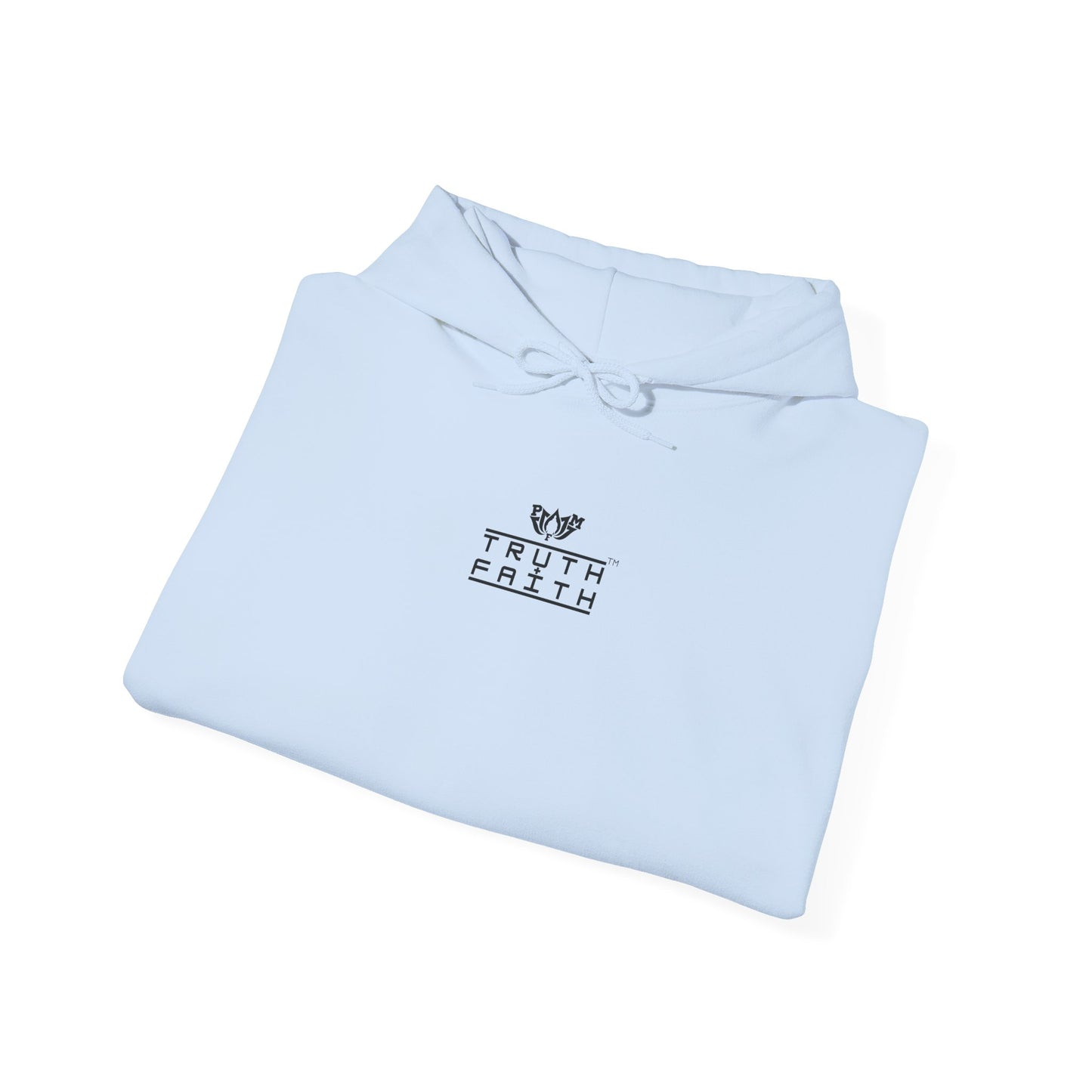 PMF Truth + Faith Hoodie — Minimalist Script Graphic Hooded Sweatshirt
