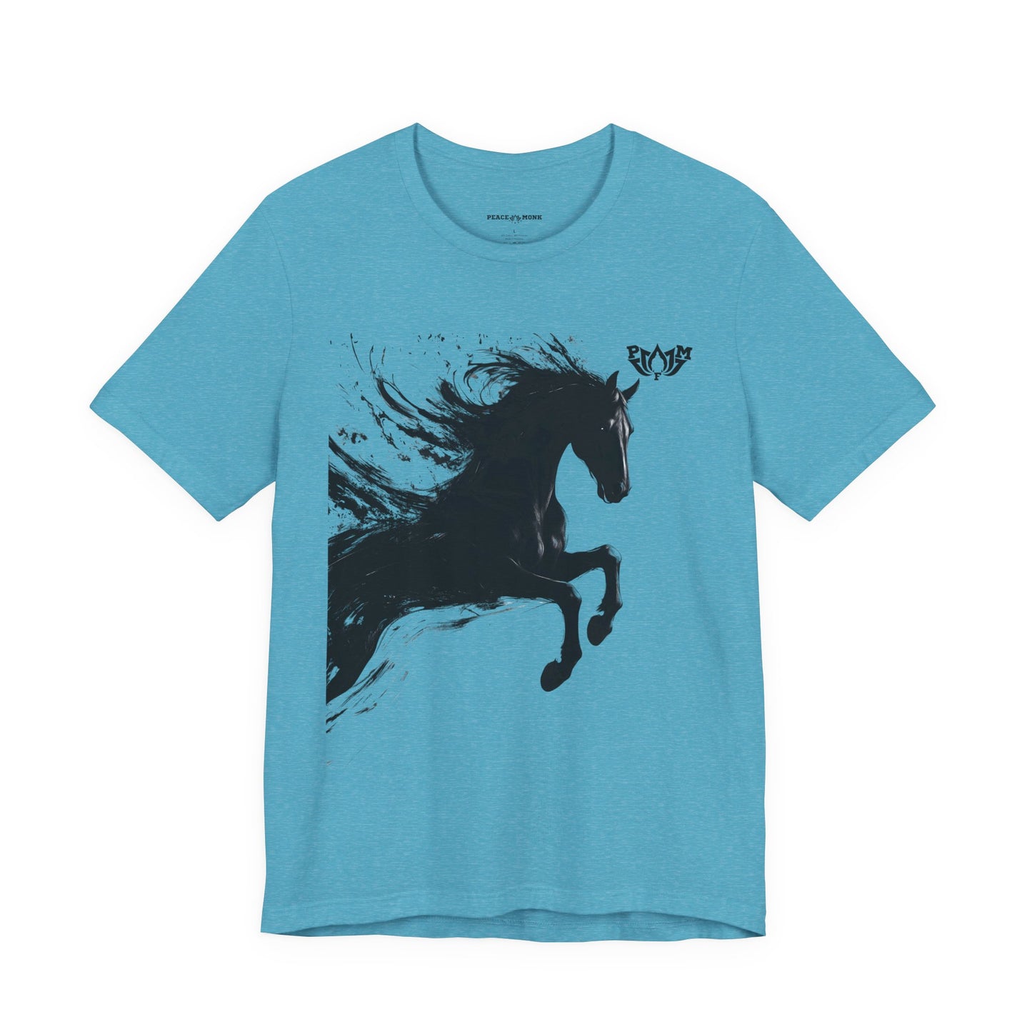 Horse Silhouette Tee — Black Ink Stallion Graphic Shirt-PMF- PeaceMonkFinds