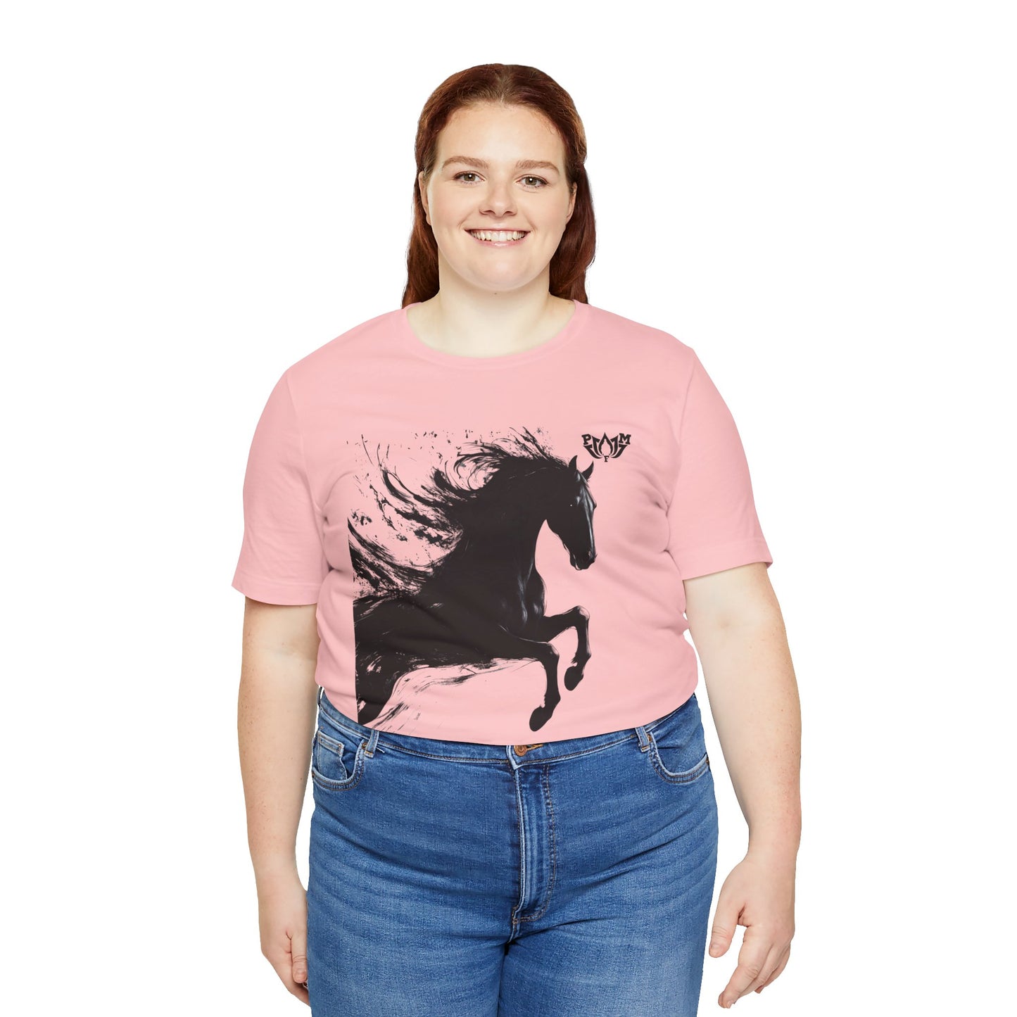 Horse Silhouette Tee — Black Ink Stallion Graphic Shirt-PMF- PeaceMonkFinds