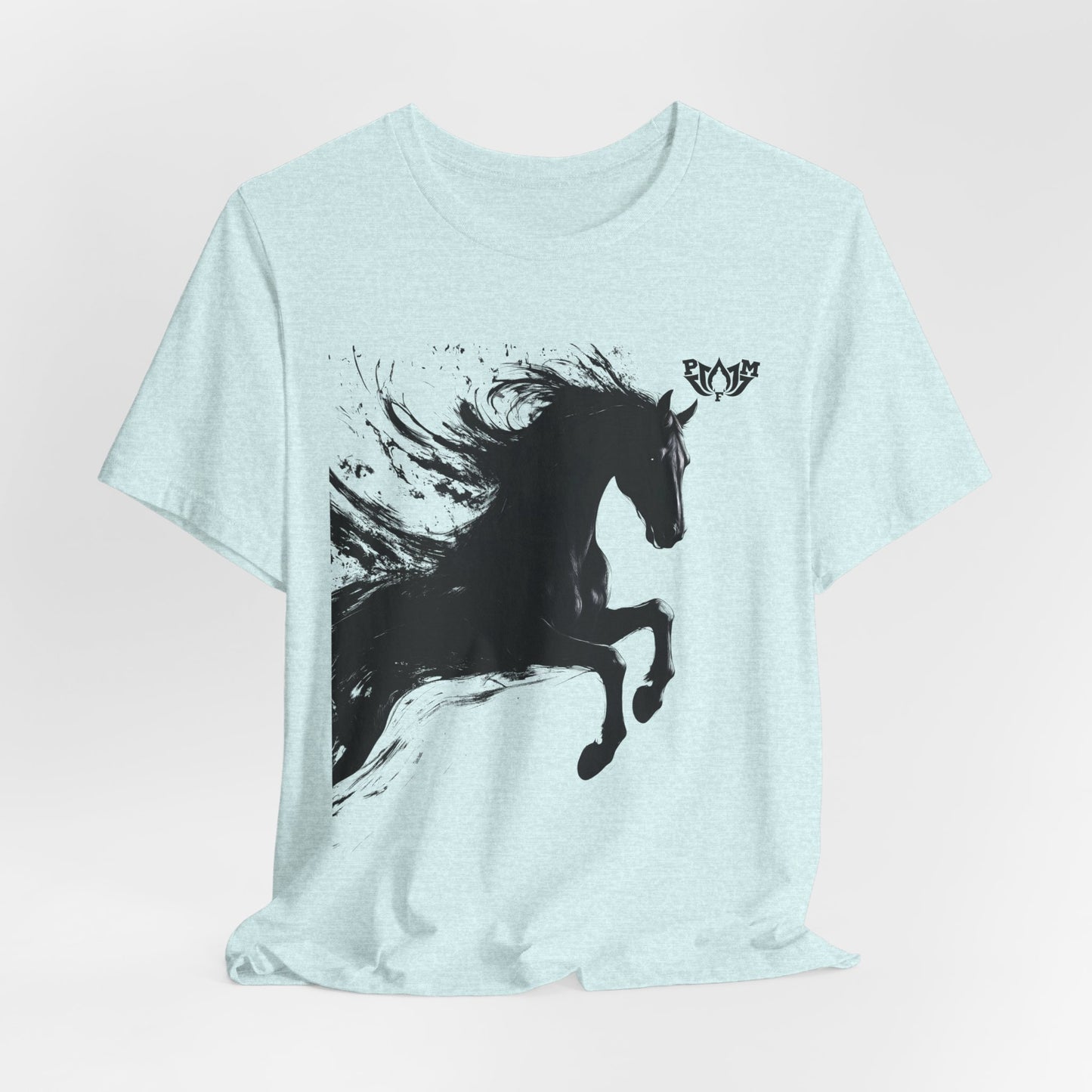 Horse Silhouette Tee — Black Ink Stallion Graphic Shirt-PMF- PeaceMonkFinds