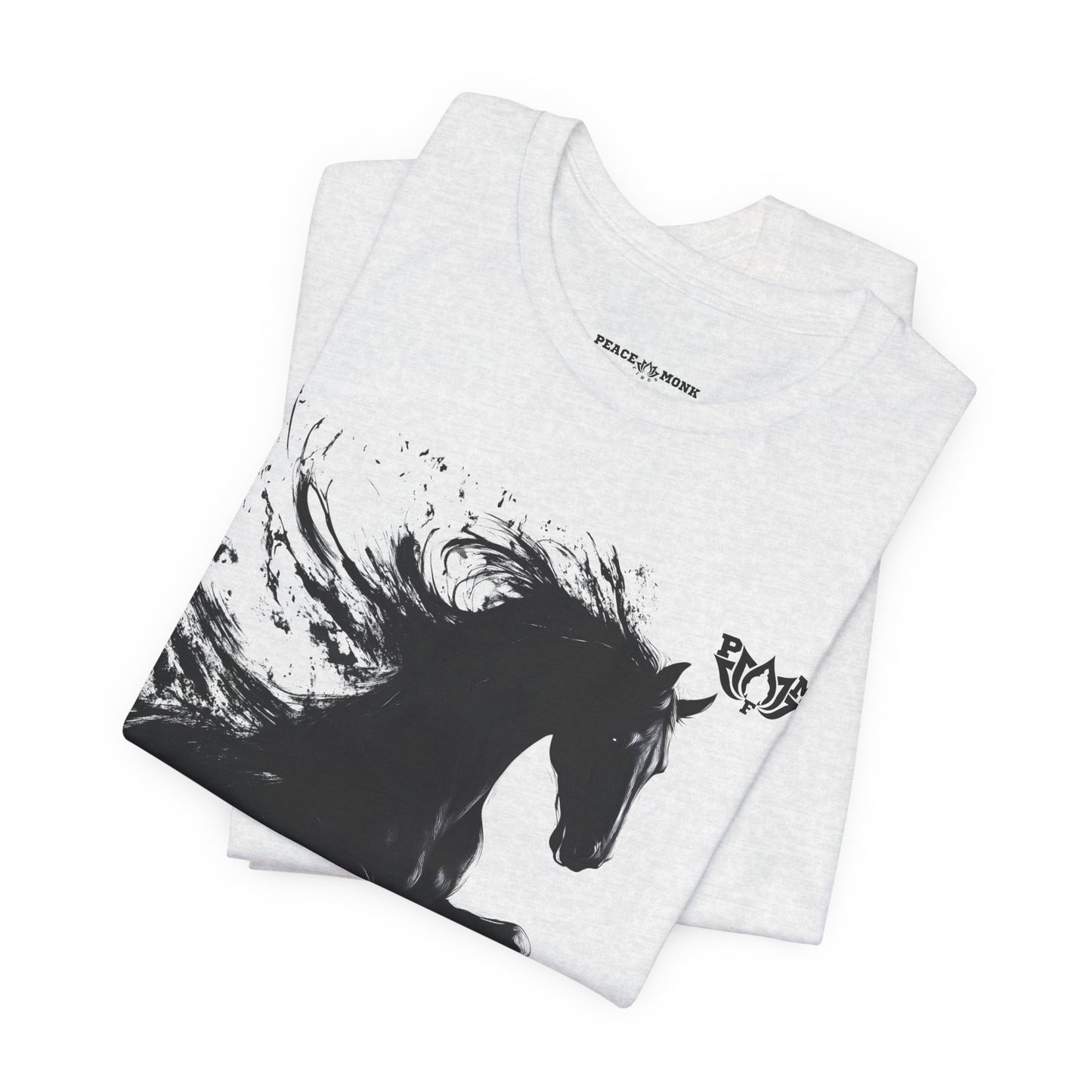 Horse Silhouette Tee — Black Ink Stallion Graphic Shirt-PMF- PeaceMonkFinds