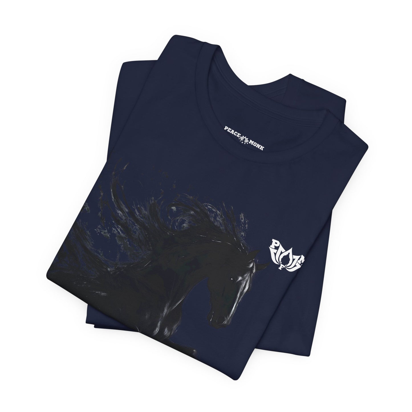 Dark Stallion Graphic Tee — Black Galloping Horse T‑Shirt-Dark Colors- PMF- PeaceMonkFinds