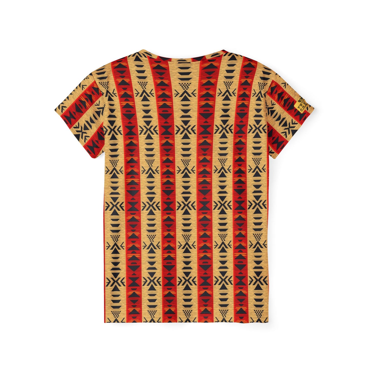 Tribal Striped Women's Sports Jersey — Aztec Sunset All-Over Print | With PMF Truth + Faith logo on Right Sleeve
