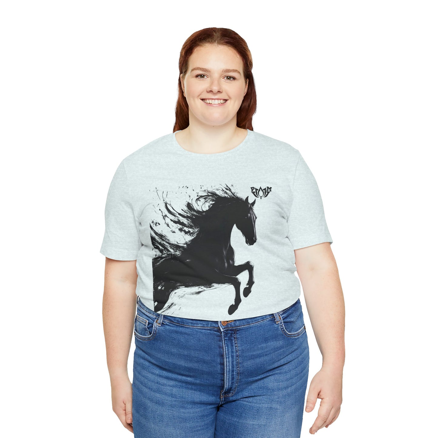 Horse Silhouette Tee — Black Ink Stallion Graphic Shirt-PMF- PeaceMonkFinds