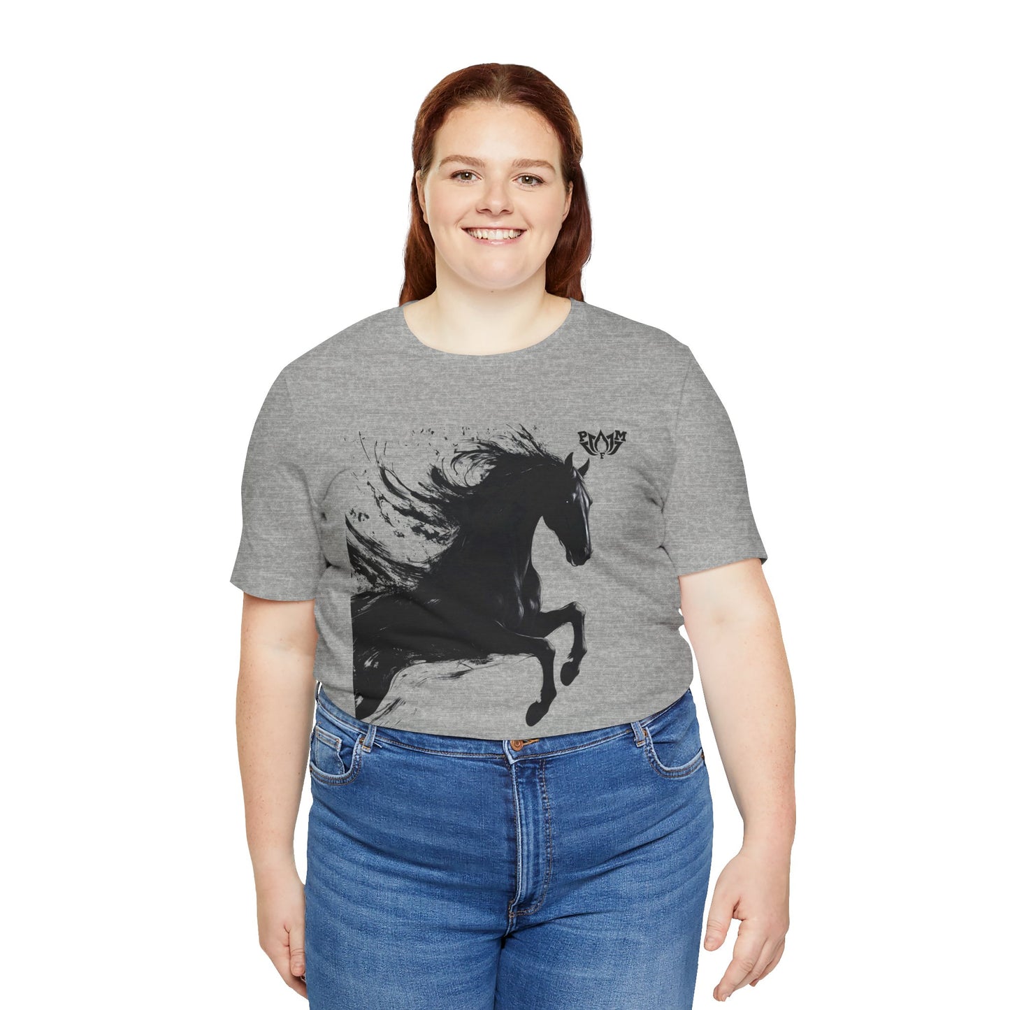 Horse Silhouette Tee — Black Ink Stallion Graphic Shirt-PMF- PeaceMonkFinds