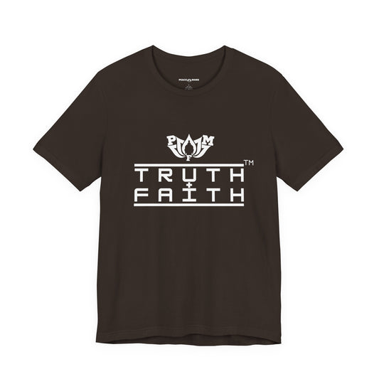 PMF Truth + Faith Graphic Tee — Minimalist Spiritual Logo T-Shirt- Dark Colors