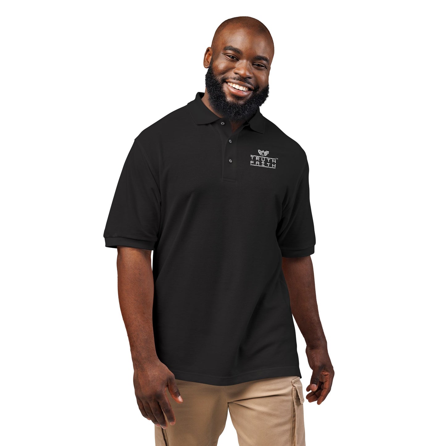 Embroidered PeaceMonkFinds "Truth & Faith" Polo Shirt- Dark Colors