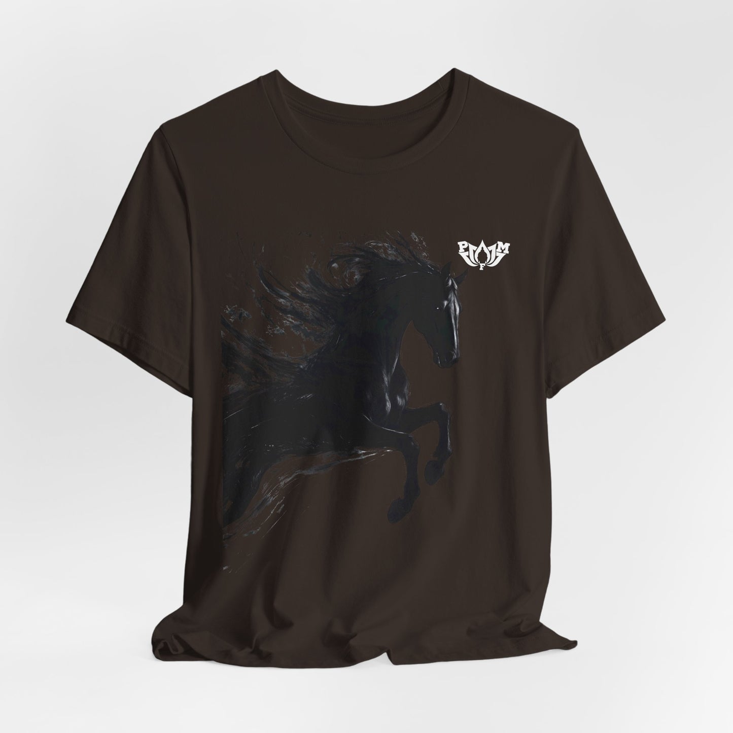 Dark Stallion Graphic Tee — Black Galloping Horse T‑Shirt-Dark Colors- PMF- PeaceMonkFinds