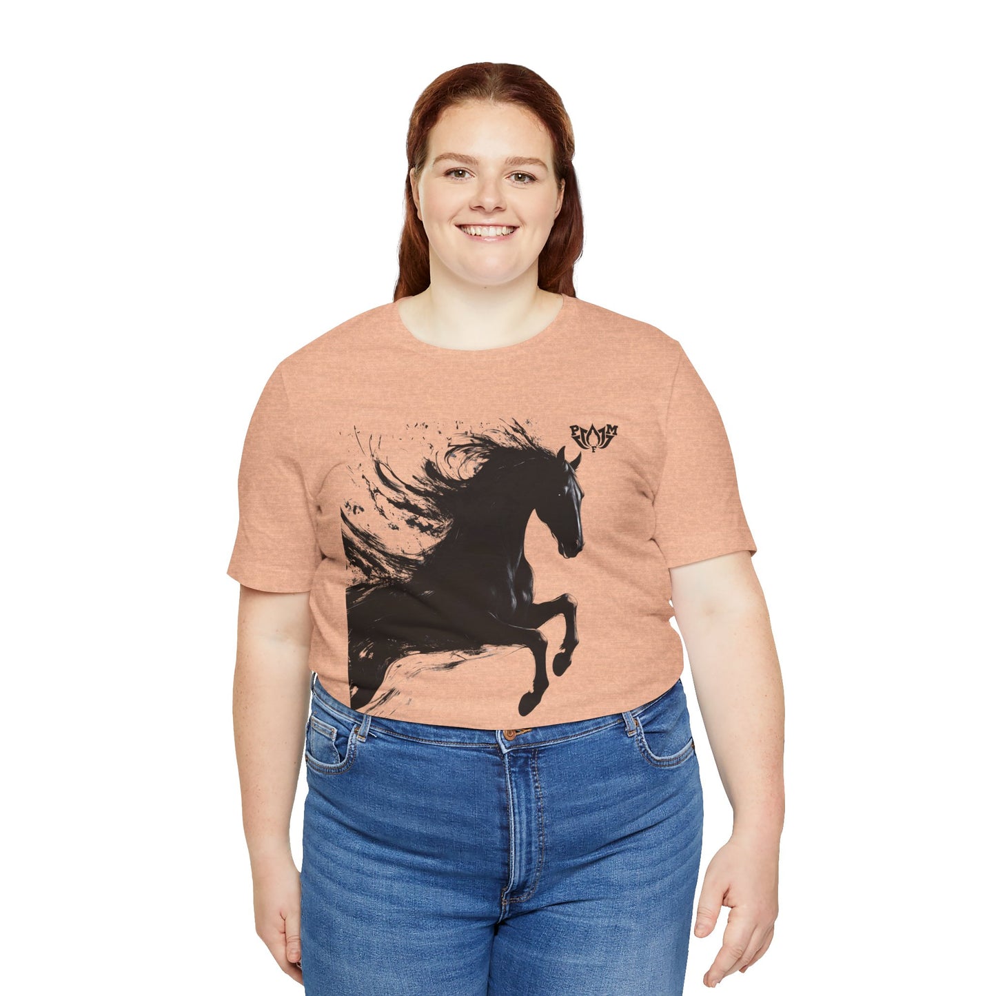 Horse Silhouette Tee — Black Ink Stallion Graphic Shirt-PMF- PeaceMonkFinds