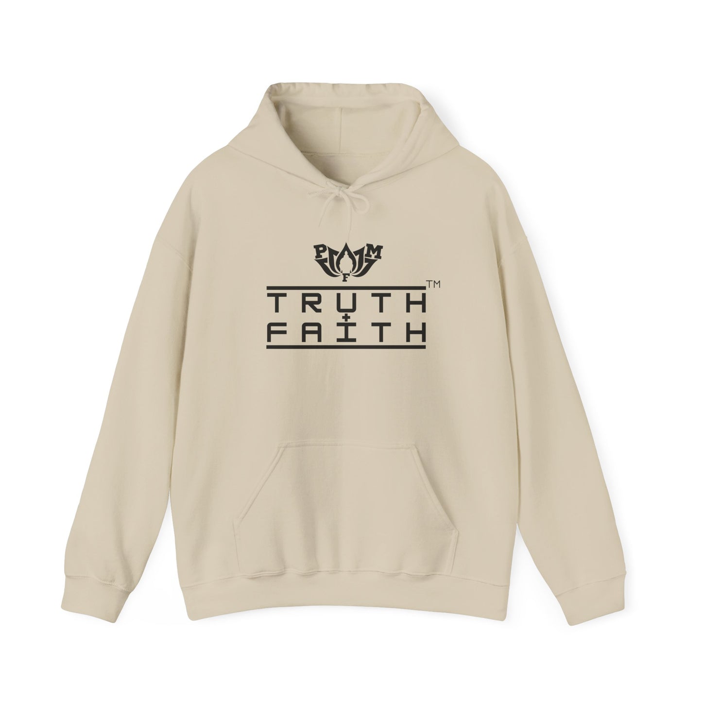 PMF Truth + Faith Hoodie — Minimalist Script Graphic Hooded Sweatshirt