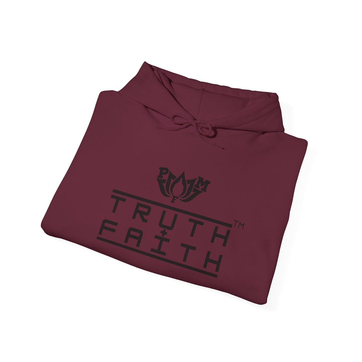 PMF Truth + Faith Hoodie — Minimalist Script Graphic Hooded Sweatshirt