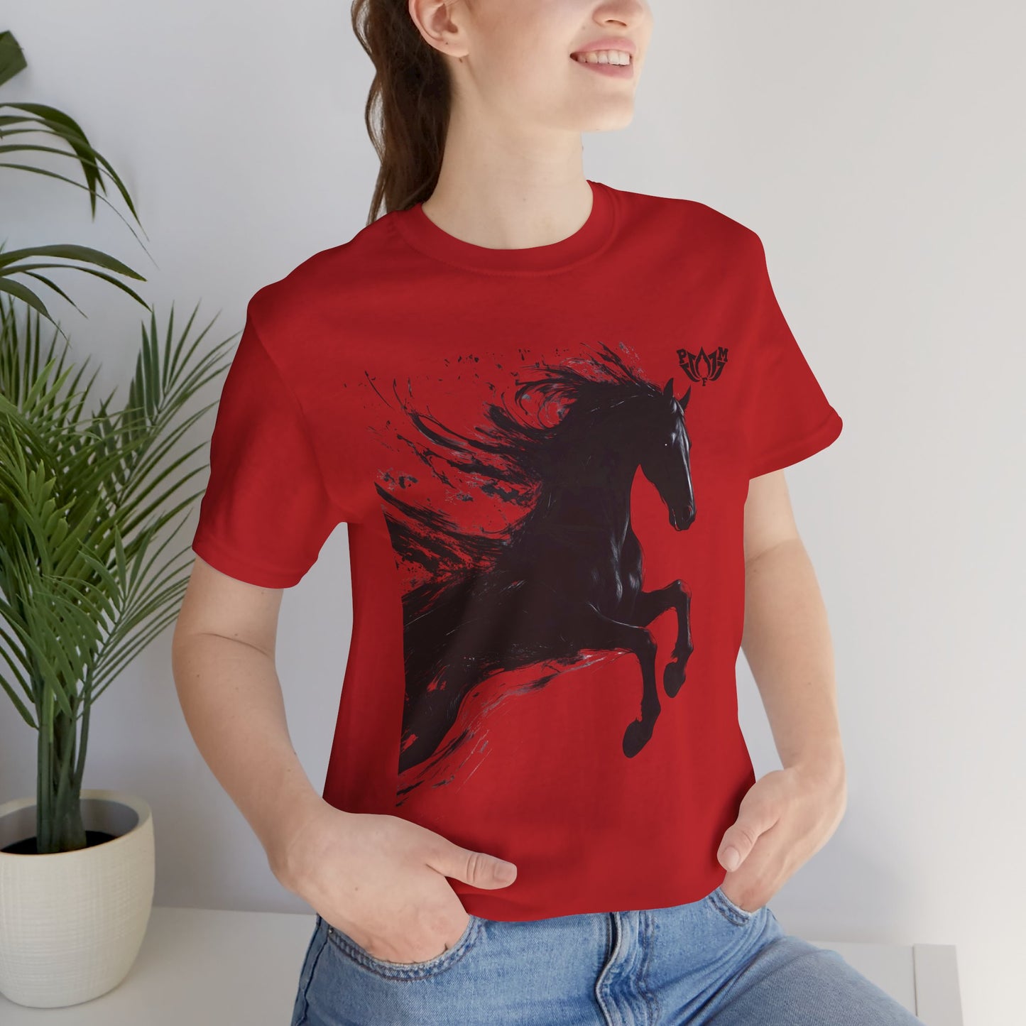 Horse Silhouette Tee — Black Ink Stallion Graphic Shirt-PMF- PeaceMonkFinds
