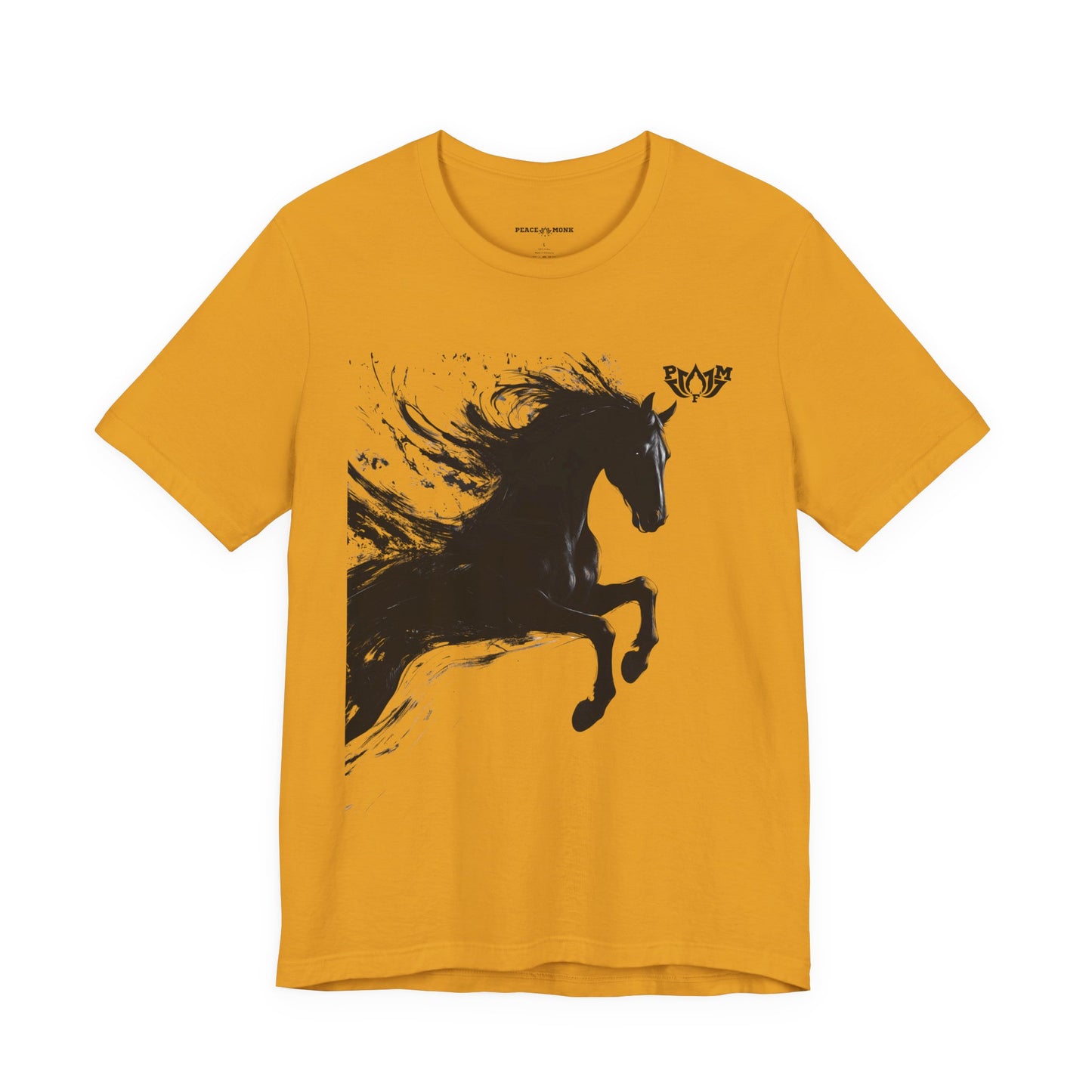 Horse Silhouette Tee — Black Ink Stallion Graphic Shirt-PMF- PeaceMonkFinds