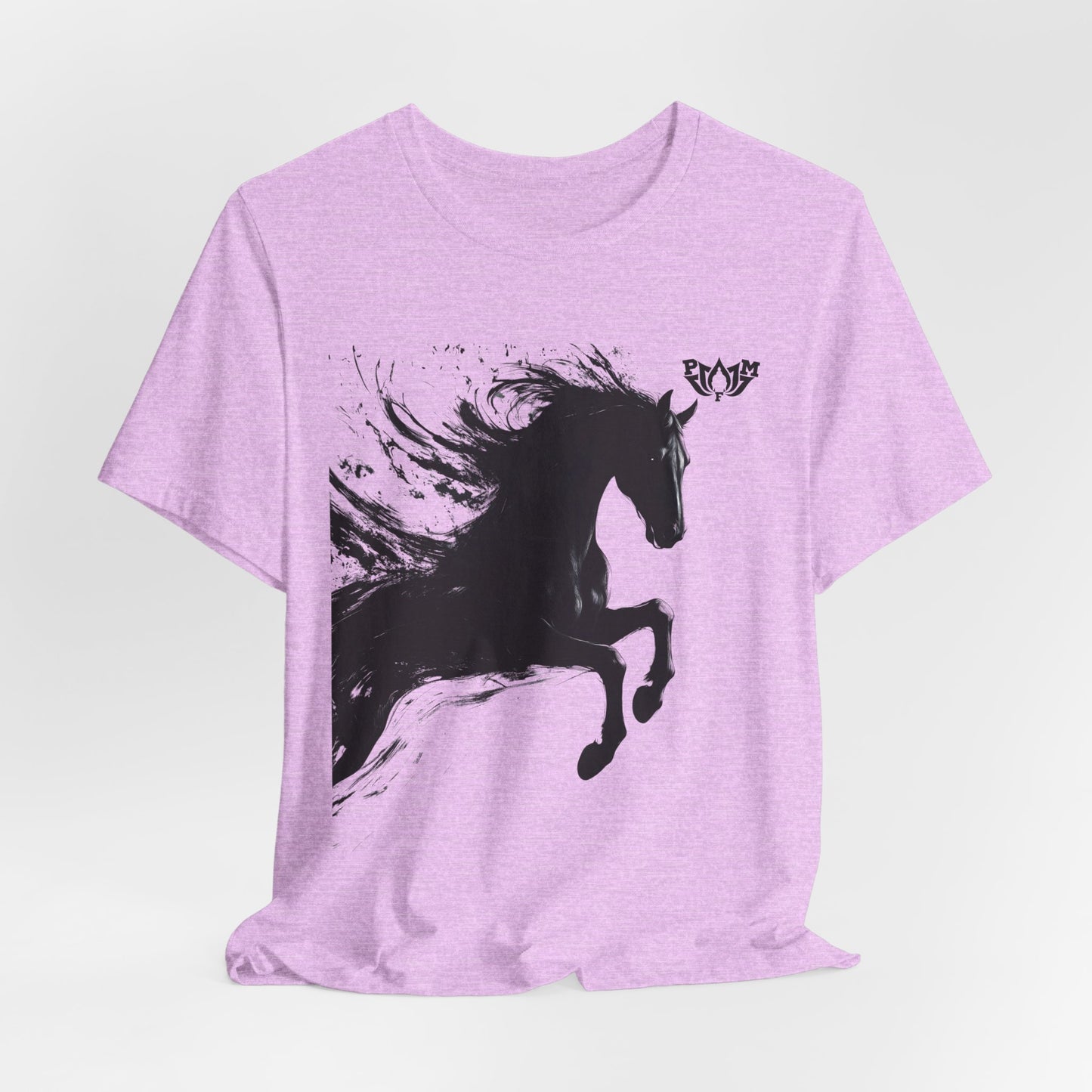 Horse Silhouette Tee — Black Ink Stallion Graphic Shirt-PMF- PeaceMonkFinds