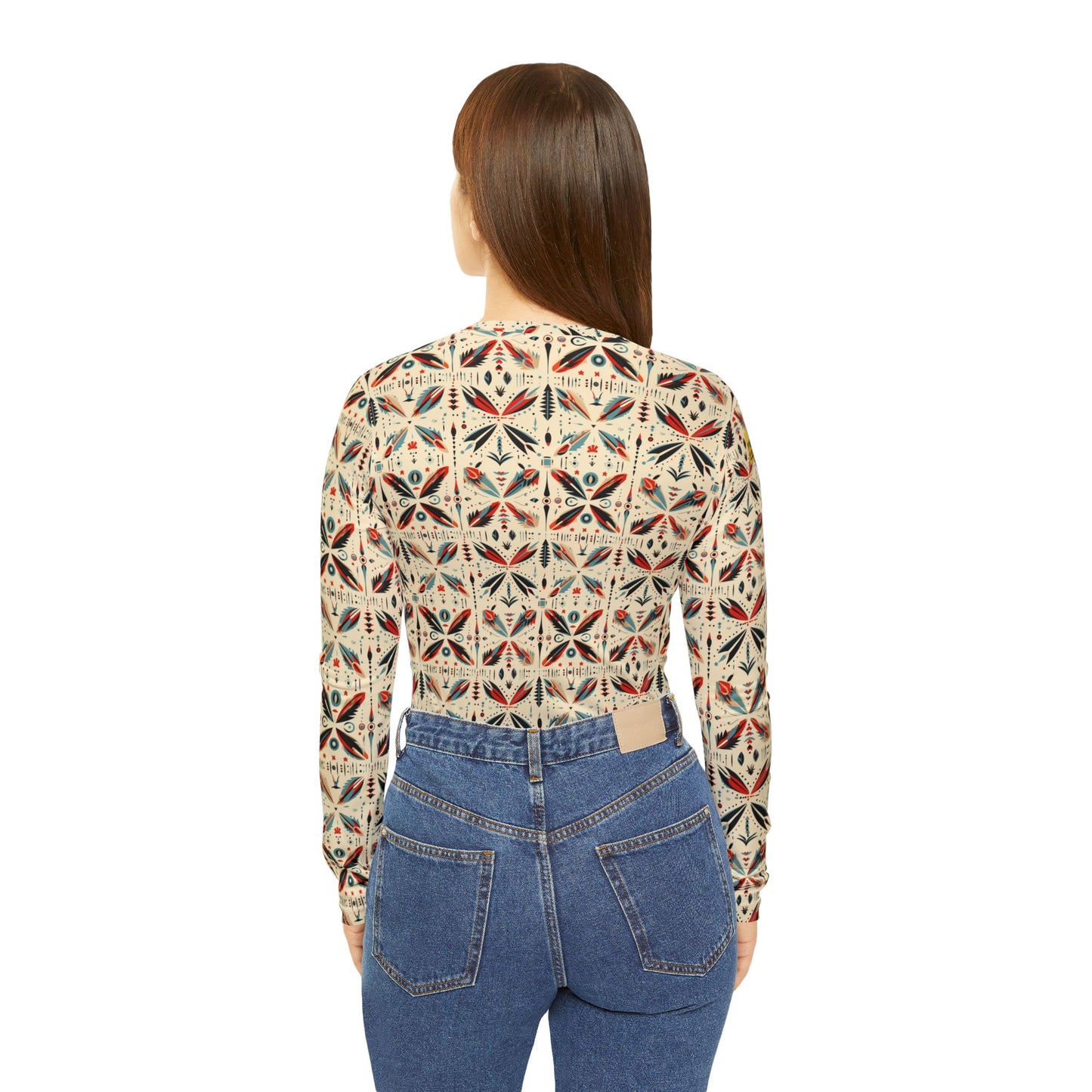 Women's V-Neck Long Sleeve Shirt – Forest Deer All-Over Print