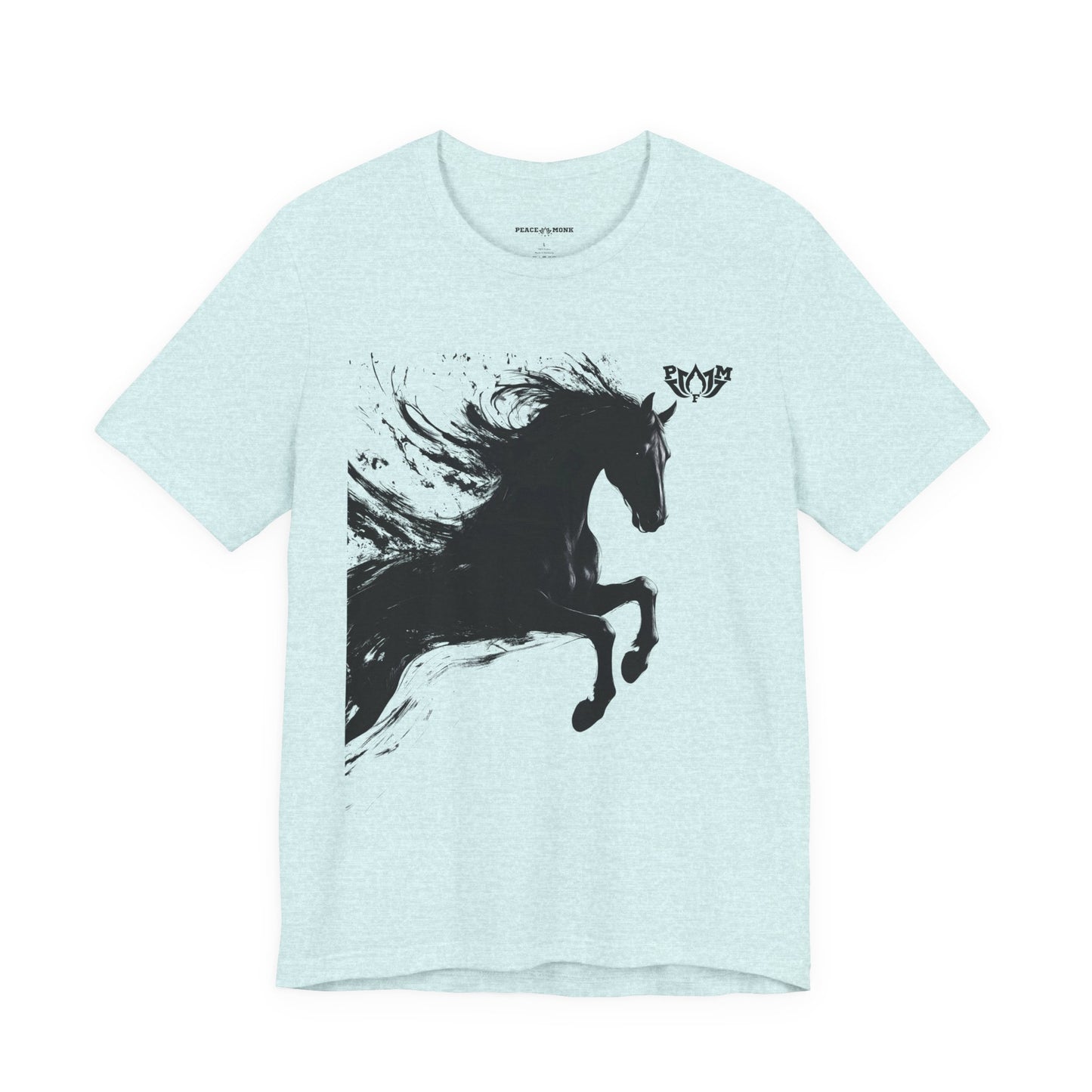 Horse Silhouette Tee — Black Ink Stallion Graphic Shirt-PMF- PeaceMonkFinds