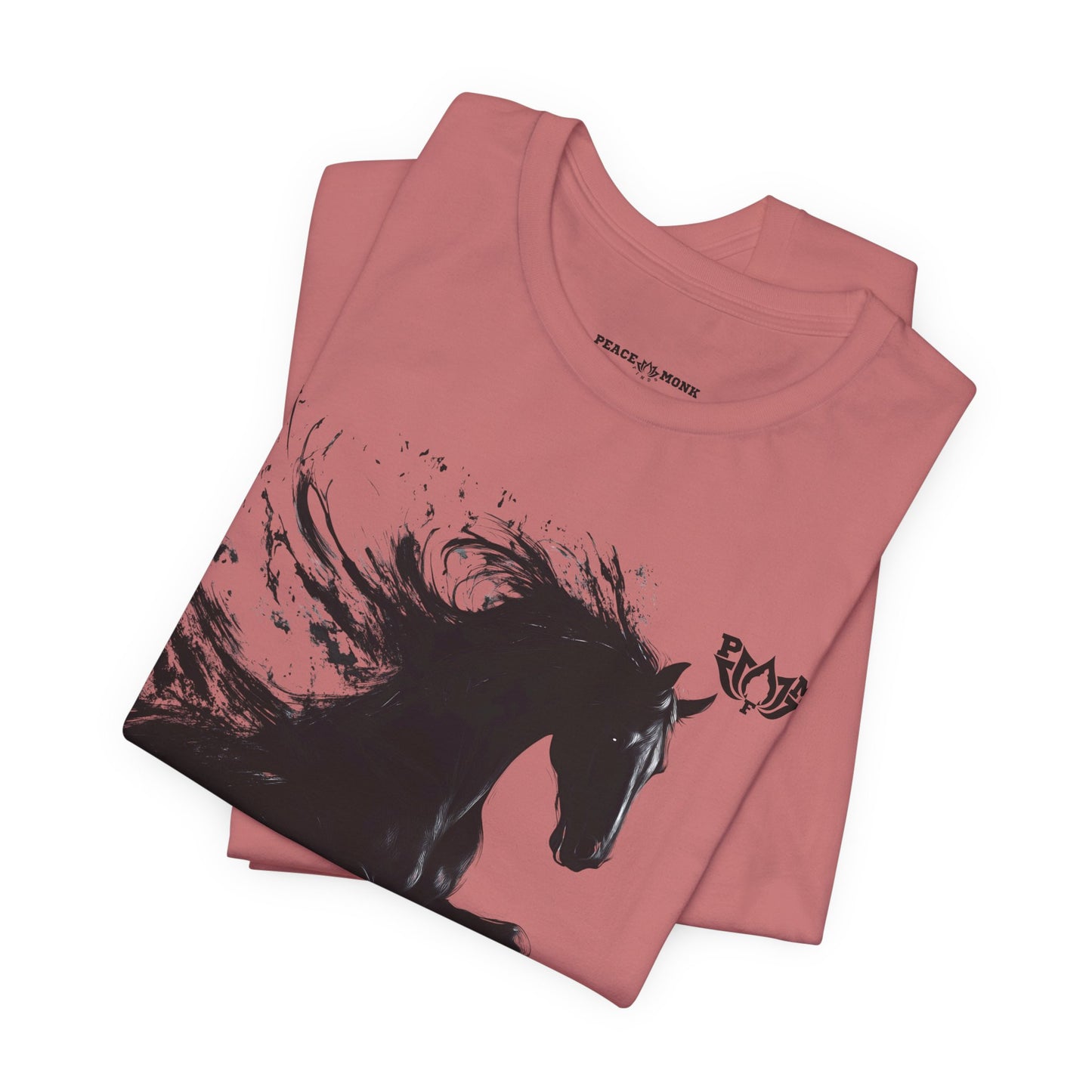 Horse Silhouette Tee — Black Ink Stallion Graphic Shirt-PMF- PeaceMonkFinds