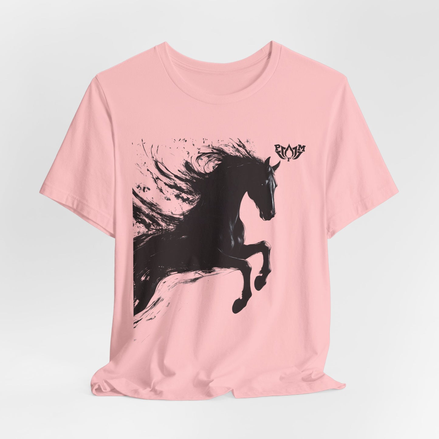 Horse Silhouette Tee — Black Ink Stallion Graphic Shirt-PMF- PeaceMonkFinds