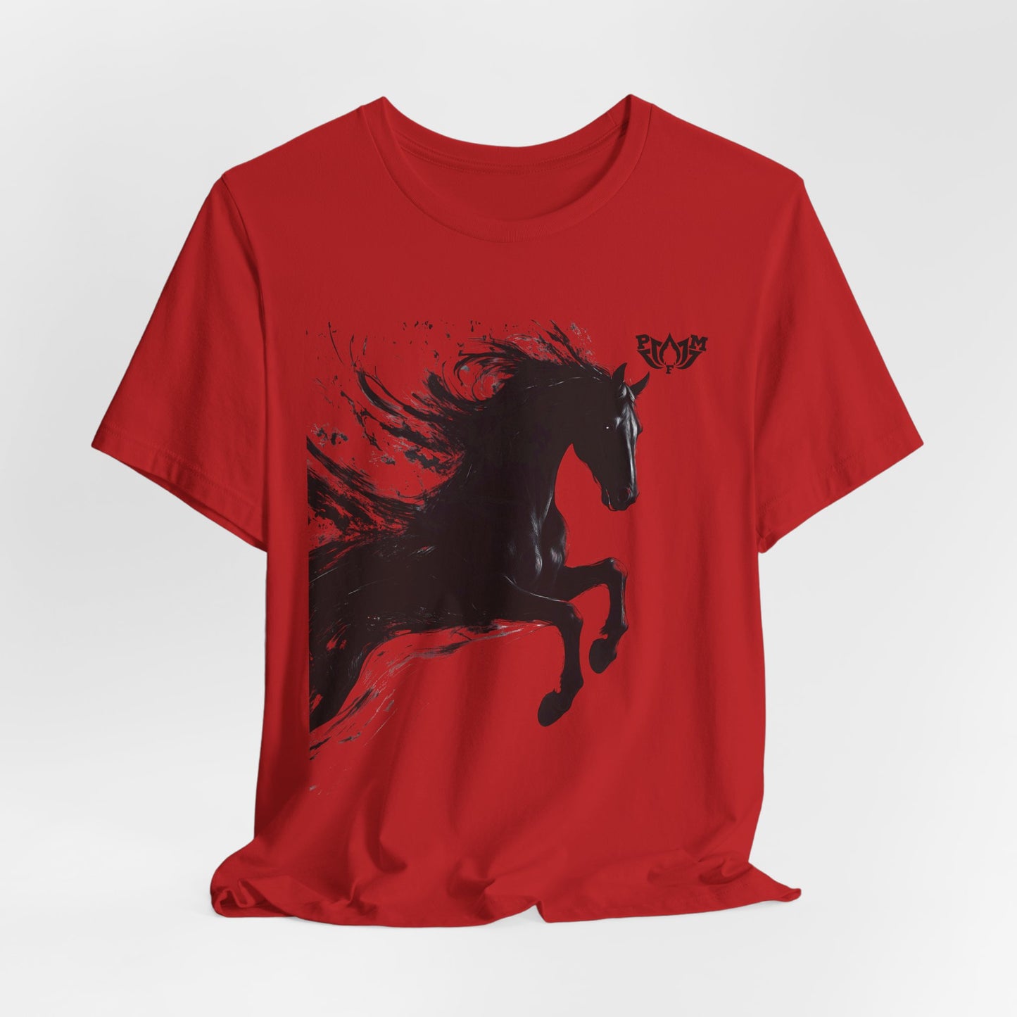 Horse Silhouette Tee — Black Ink Stallion Graphic Shirt-PMF- PeaceMonkFinds
