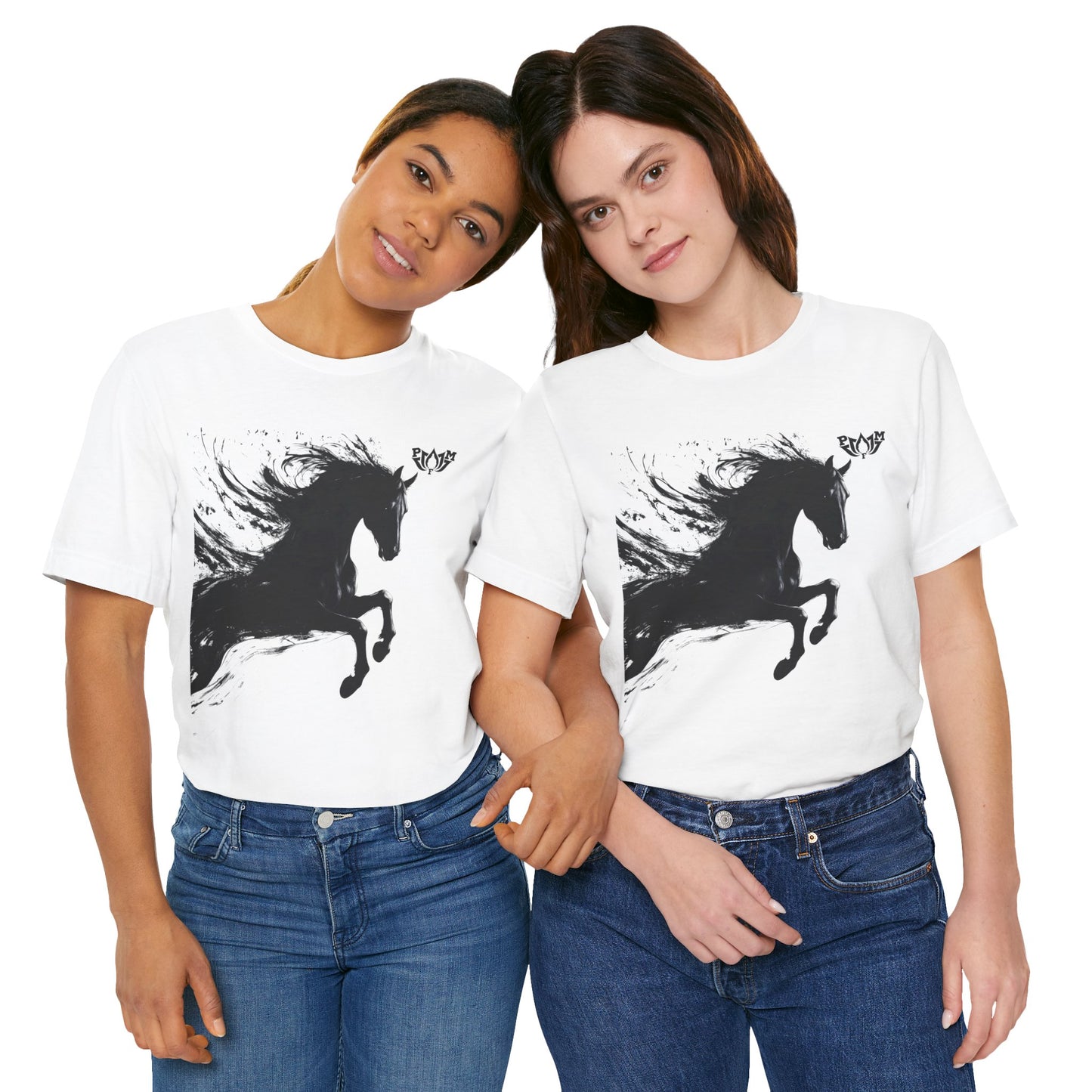 Horse Silhouette Tee — Black Ink Stallion Graphic Shirt-PMF- PeaceMonkFinds