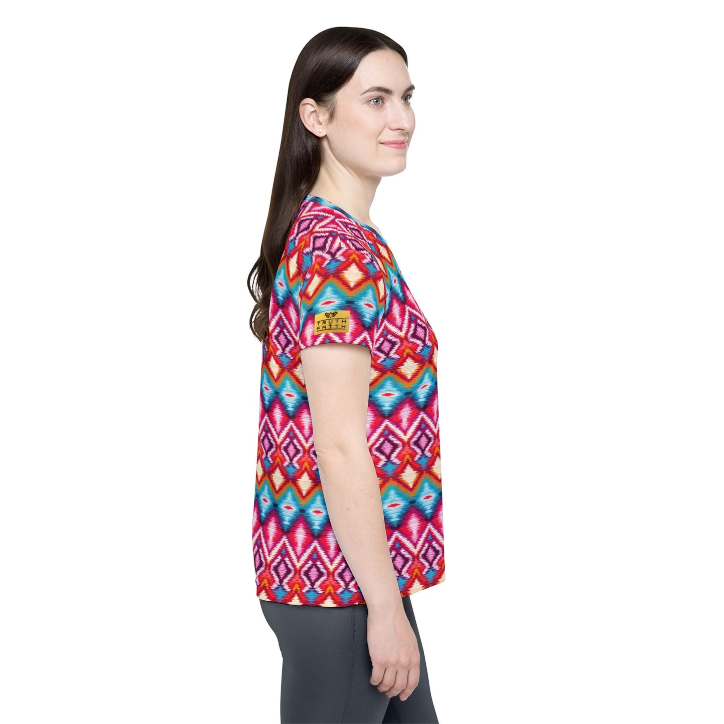 Women's Sports Jersey — Colorful Aztec Geometric All-Over Print | With PMF Truth + Faith logo on Right Sleeve