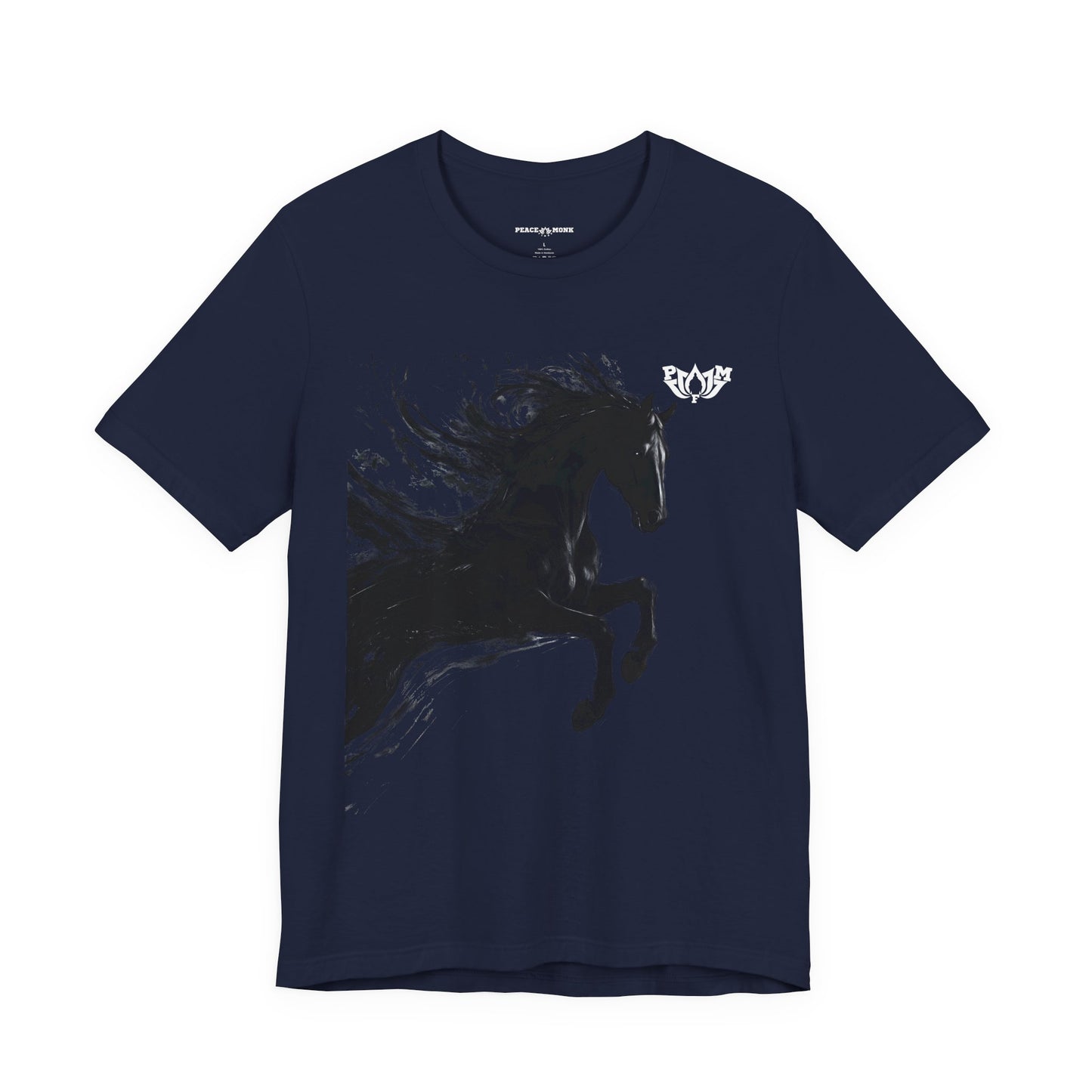 Dark Stallion Graphic Tee — Black Galloping Horse T‑Shirt-Dark Colors- PMF- PeaceMonkFinds
