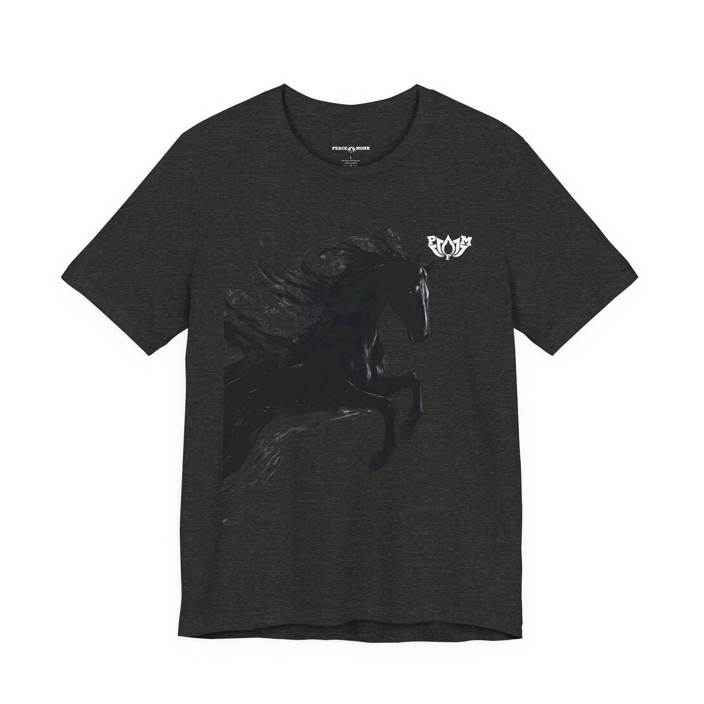 Dark Stallion Graphic Tee — Black Galloping Horse T‑Shirt-Dark Colors- PMF- PeaceMonkFinds