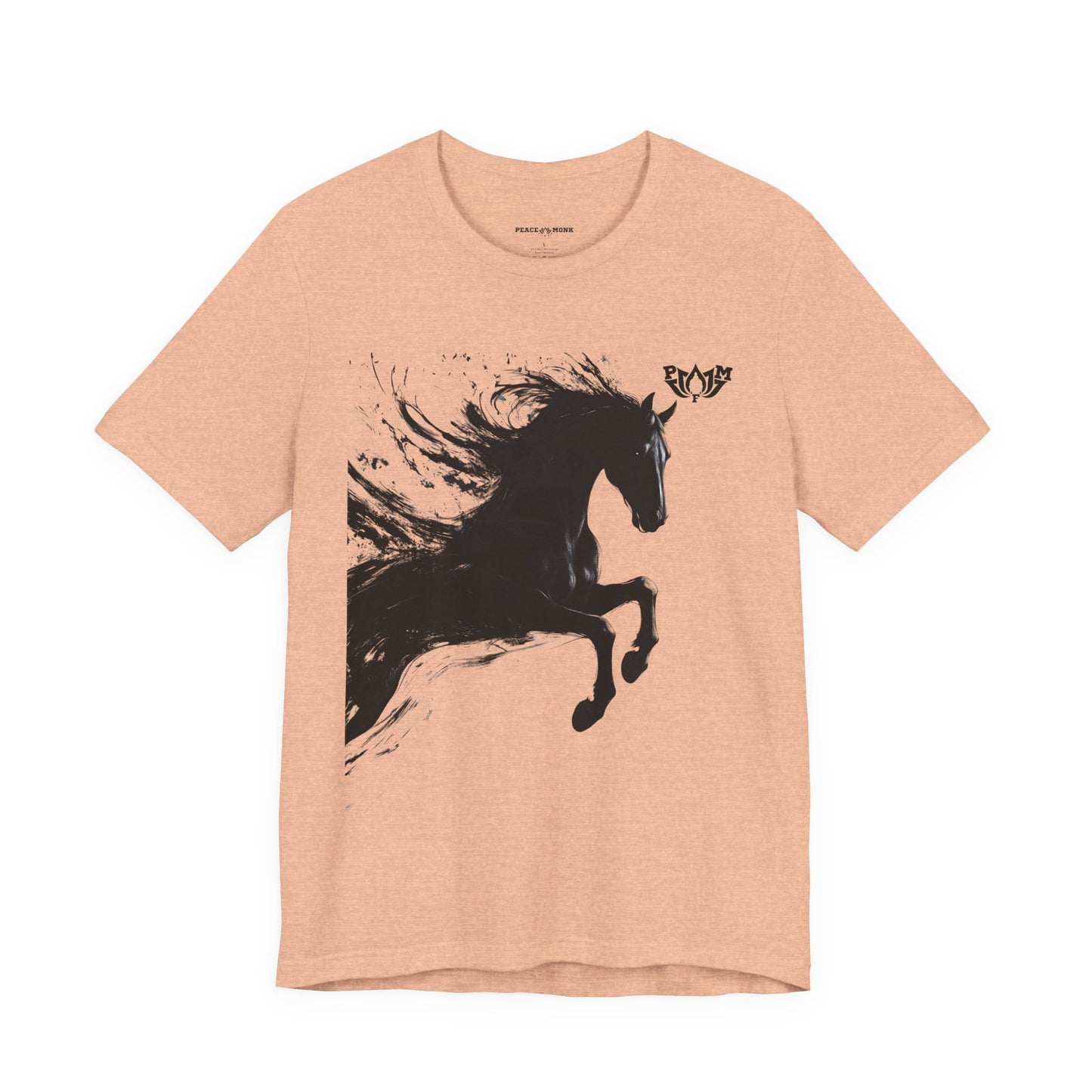 Horse Silhouette Tee — Black Ink Stallion Graphic Shirt-PMF- PeaceMonkFinds
