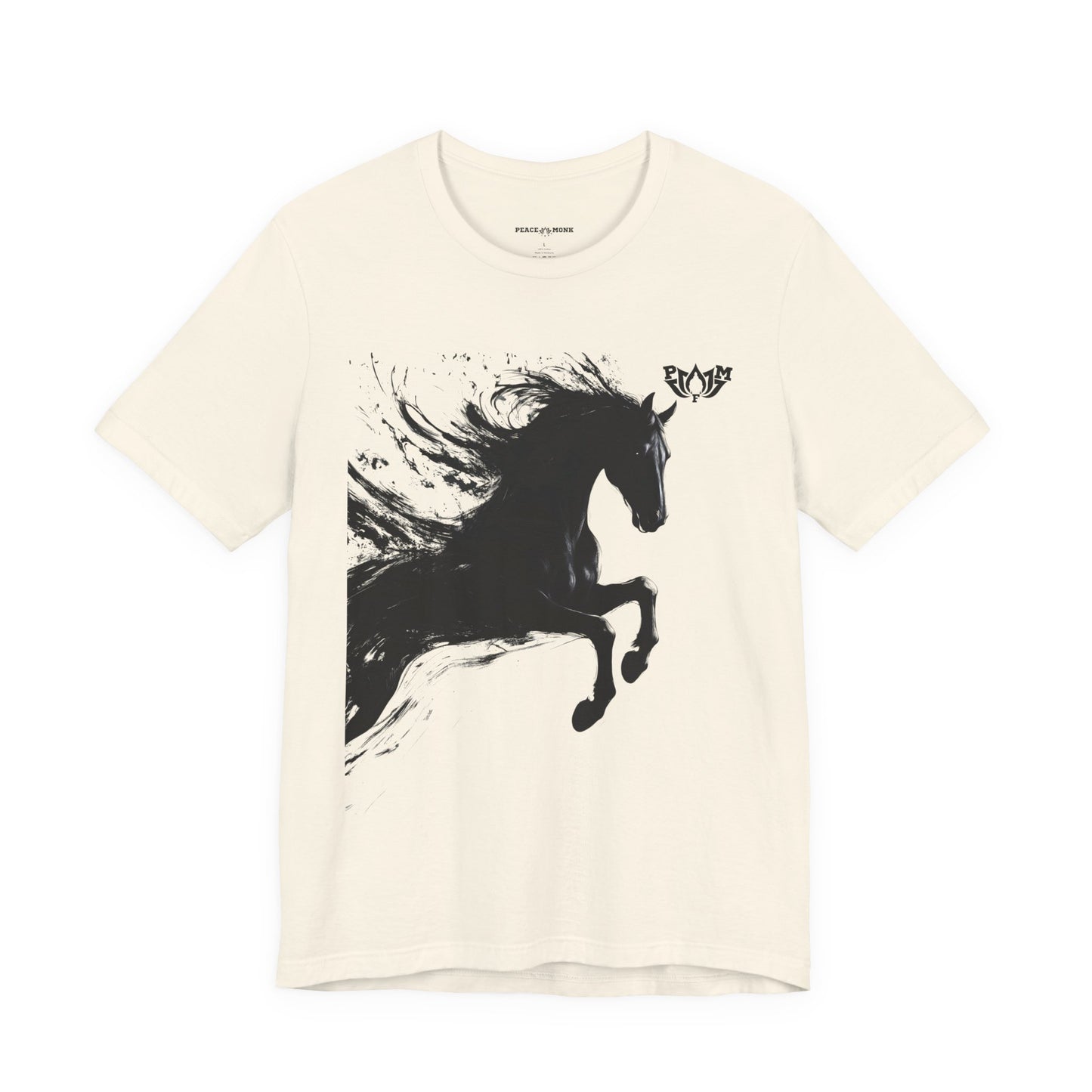 Horse Silhouette Tee — Black Ink Stallion Graphic Shirt-PMF- PeaceMonkFinds