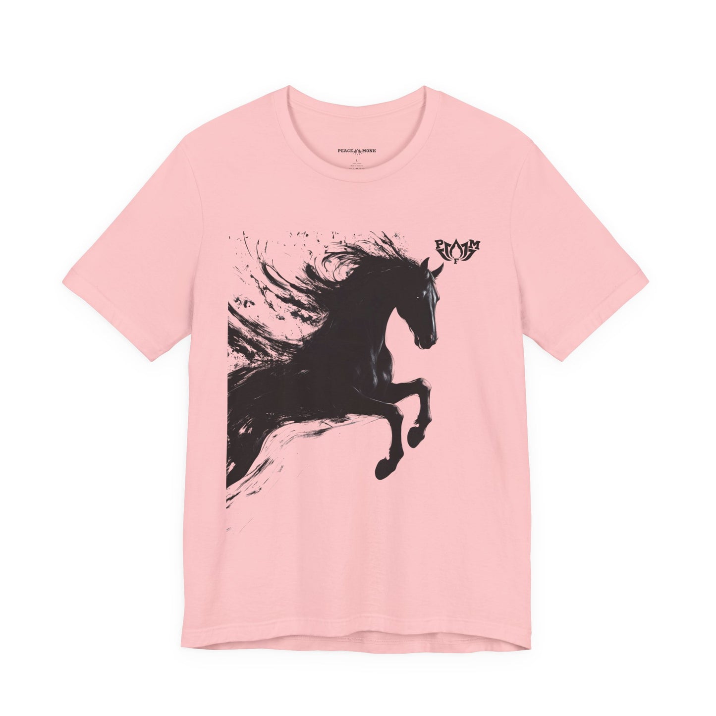 Horse Silhouette Tee — Black Ink Stallion Graphic Shirt-PMF- PeaceMonkFinds