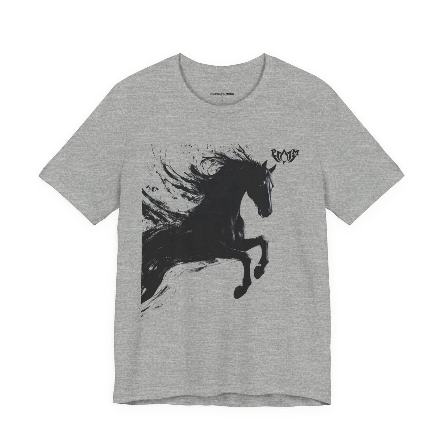 Horse Silhouette Tee — Black Ink Stallion Graphic Shirt-PMF- PeaceMonkFinds