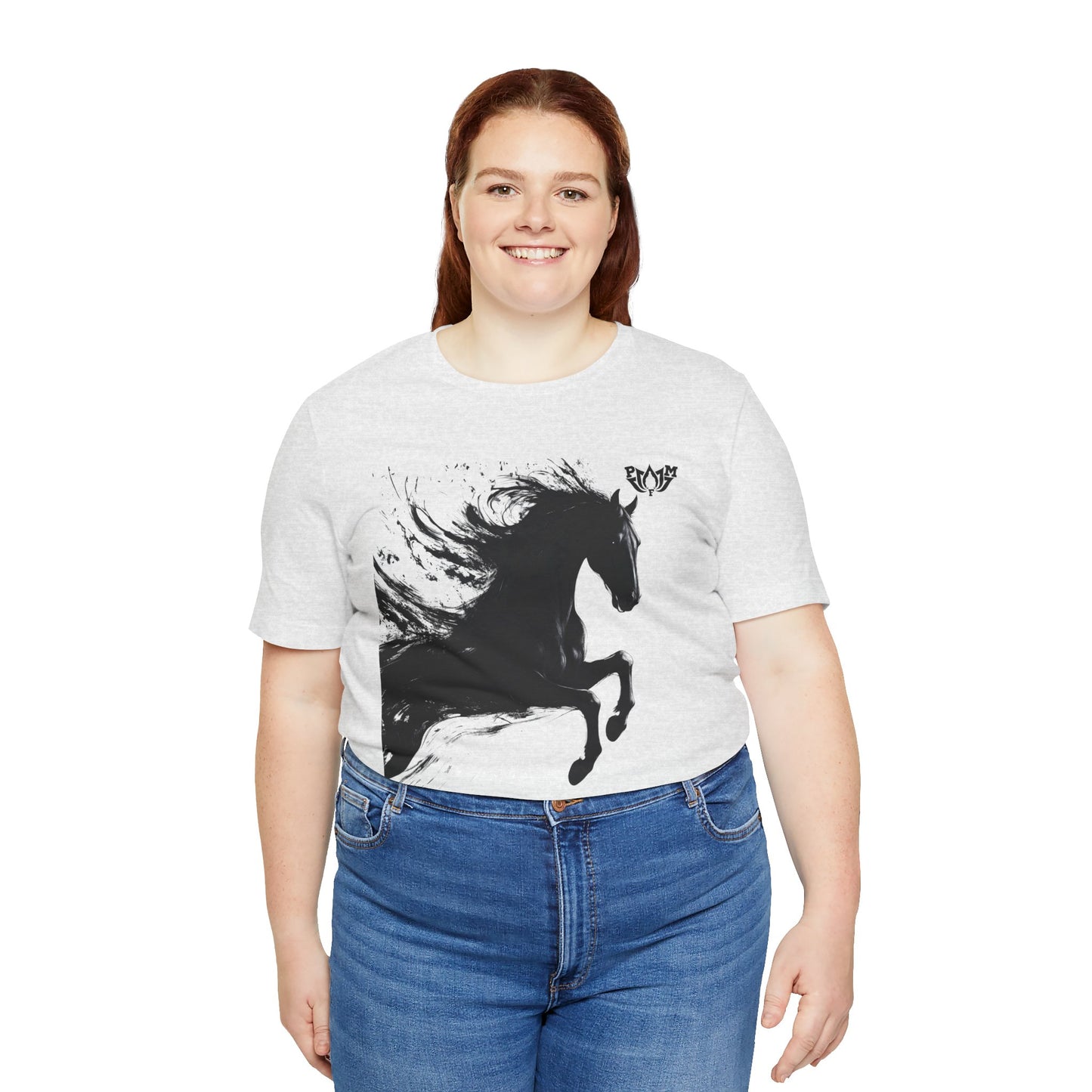 Horse Silhouette Tee — Black Ink Stallion Graphic Shirt-PMF- PeaceMonkFinds