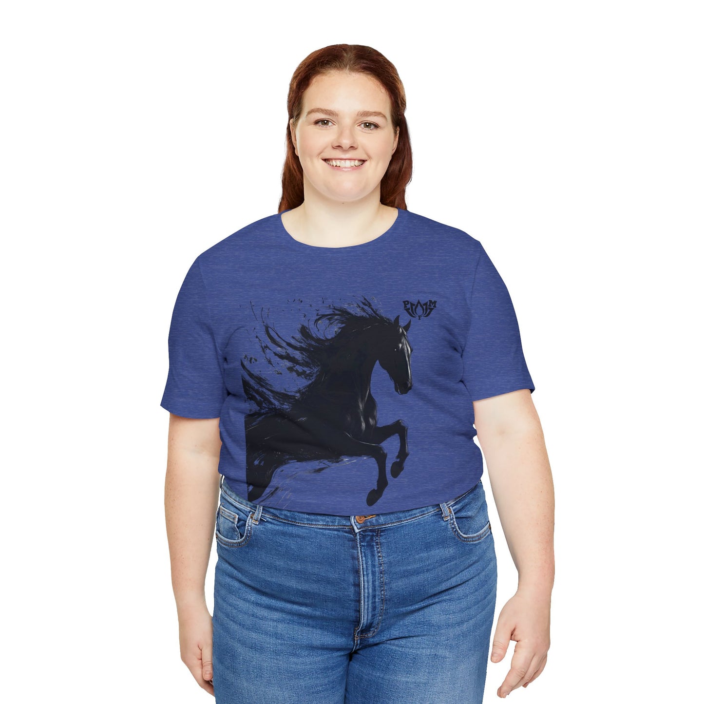 Horse Silhouette Tee — Black Ink Stallion Graphic Shirt-PMF- PeaceMonkFinds
