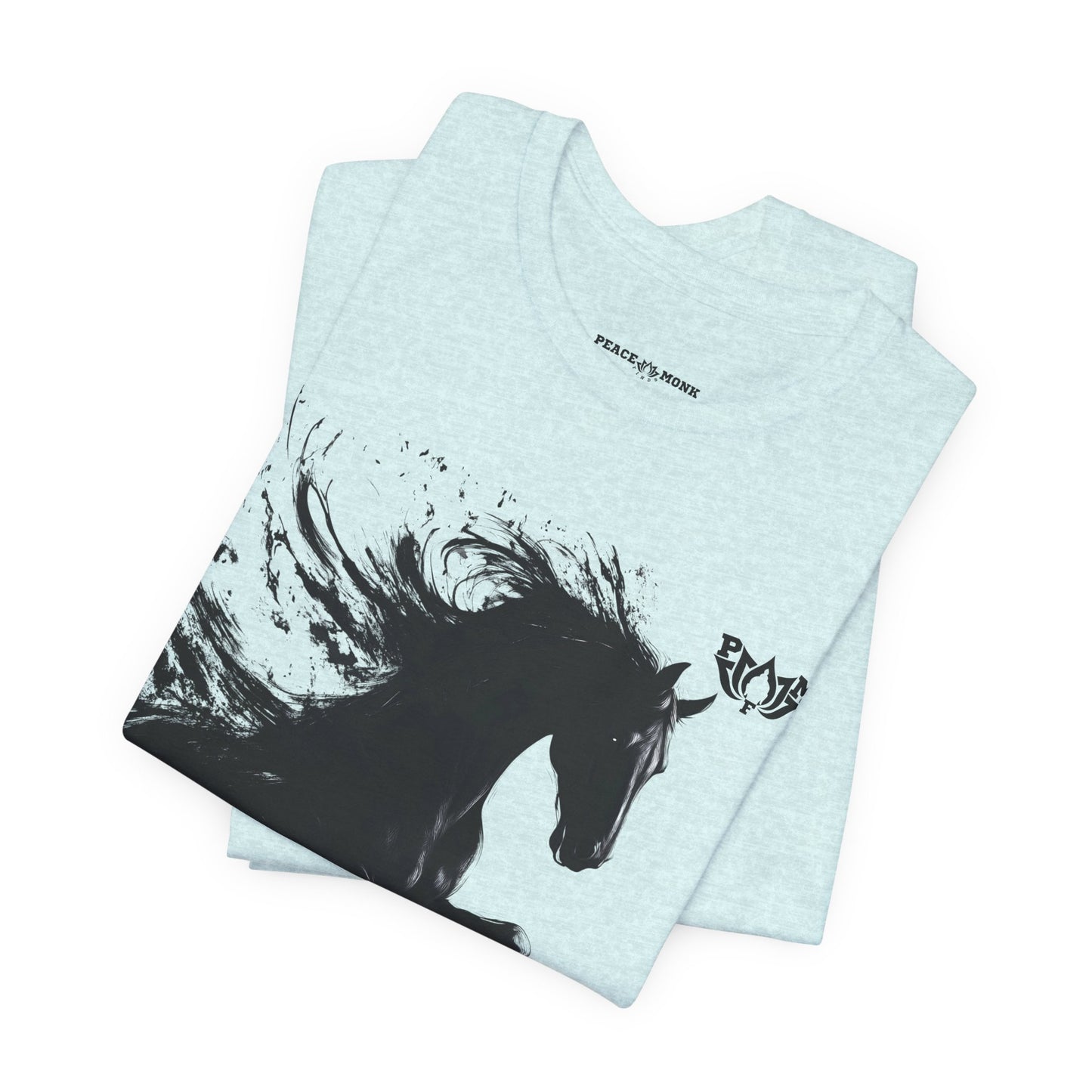 Horse Silhouette Tee — Black Ink Stallion Graphic Shirt-PMF- PeaceMonkFinds