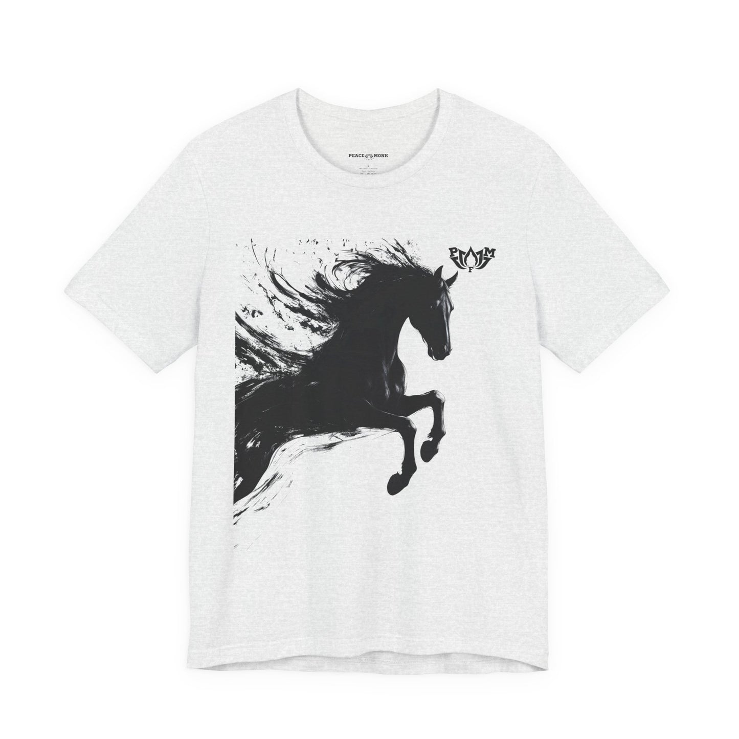 Horse Silhouette Tee — Black Ink Stallion Graphic Shirt-PMF- PeaceMonkFinds