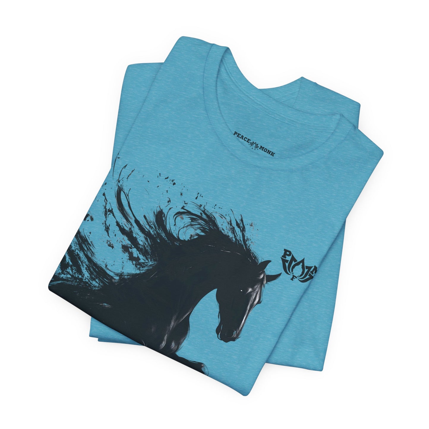 Horse Silhouette Tee — Black Ink Stallion Graphic Shirt-PMF- PeaceMonkFinds