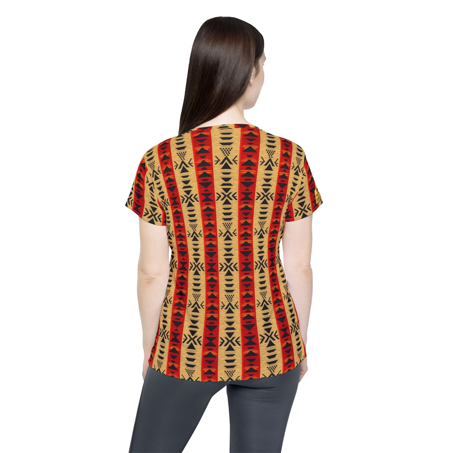 Tribal Striped Women's Sports Jersey — Aztec Sunset All-Over Print | With PMF Truth + Faith logo on Right Sleeve