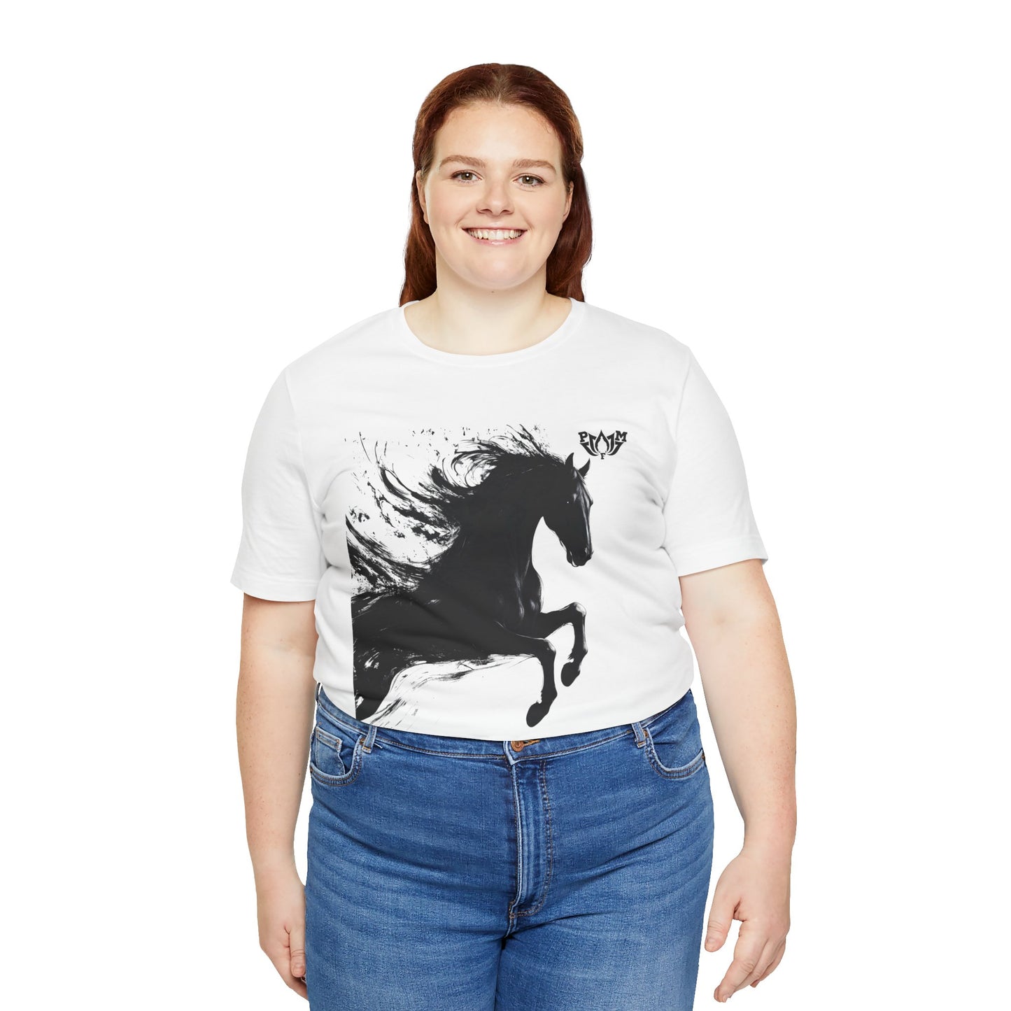 Horse Silhouette Tee — Black Ink Stallion Graphic Shirt-PMF- PeaceMonkFinds