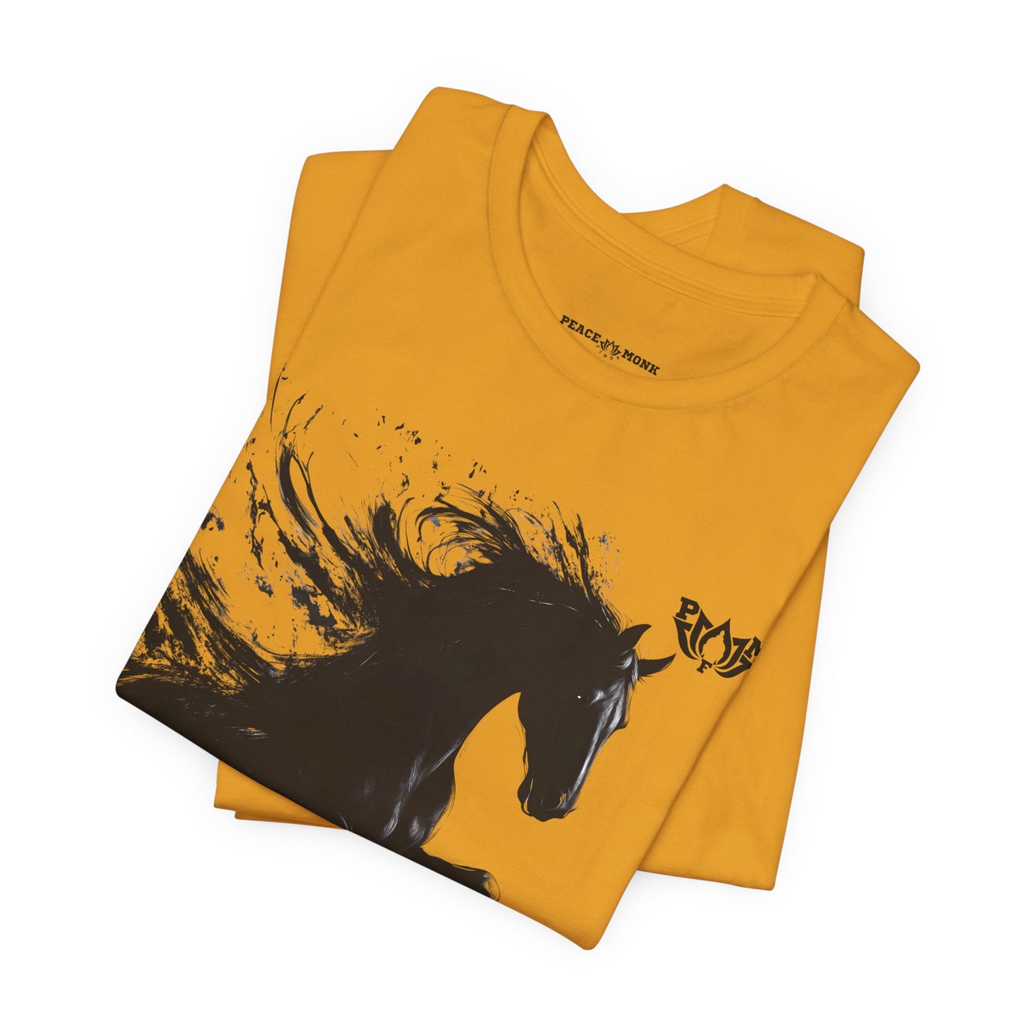 Horse Silhouette Tee — Black Ink Stallion Graphic Shirt-PMF- PeaceMonkFinds