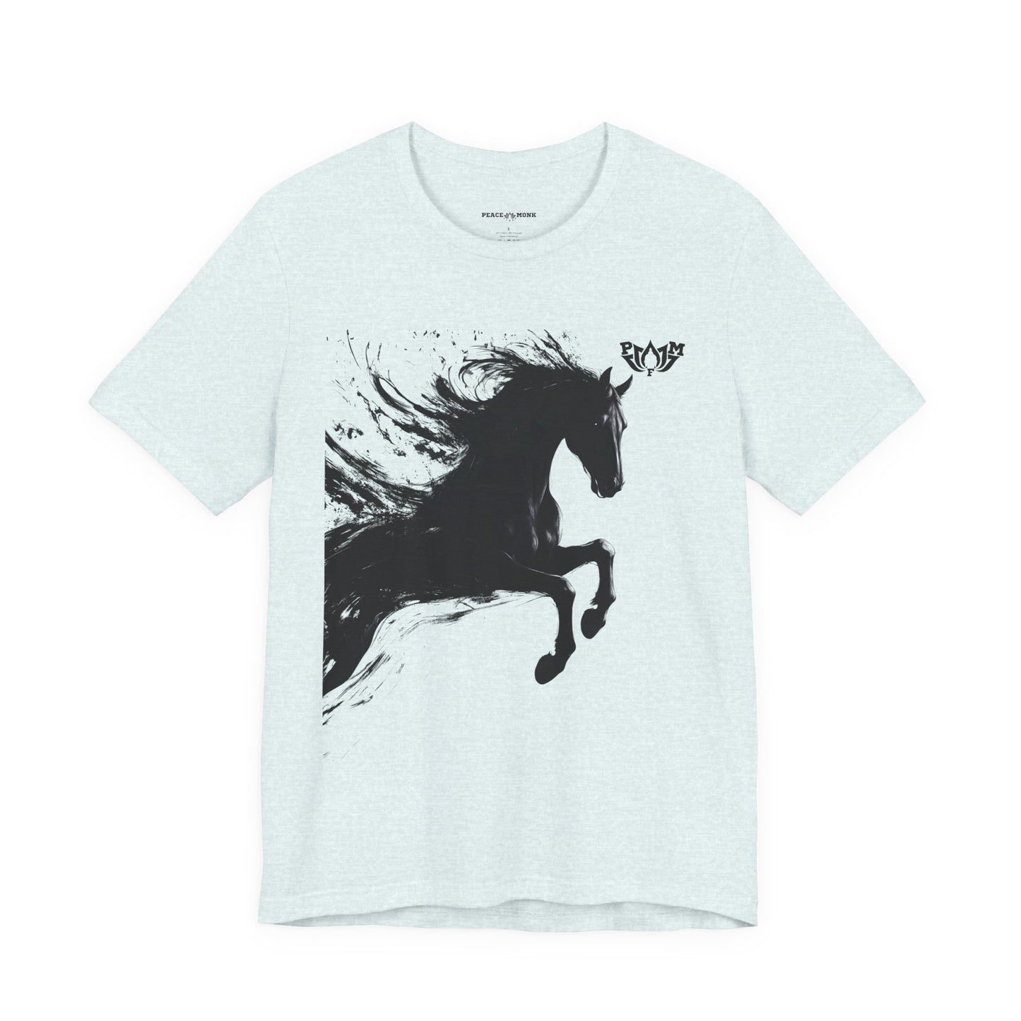 Horse Silhouette Tee — Black Ink Stallion Graphic Shirt-PMF- PeaceMonkFinds