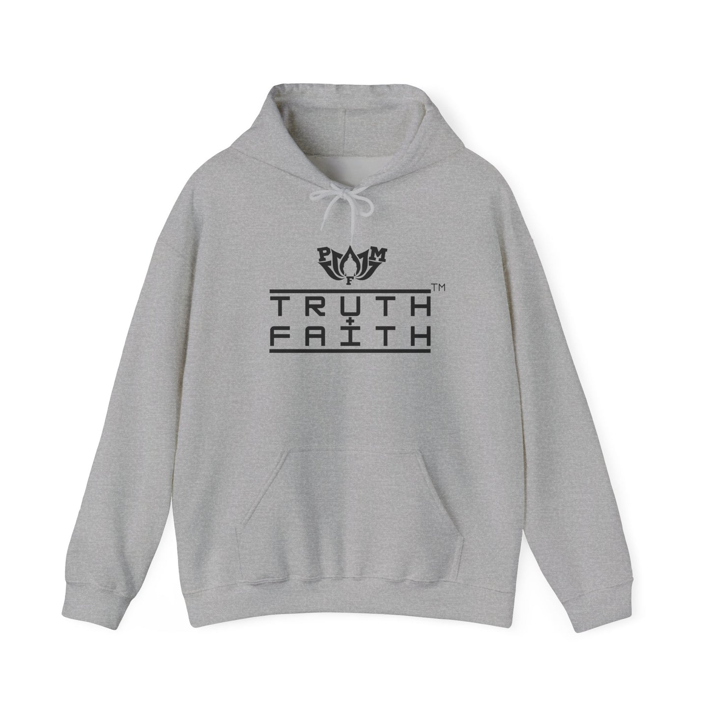 PMF Truth + Faith Hoodie — Minimalist Script Graphic Hooded Sweatshirt