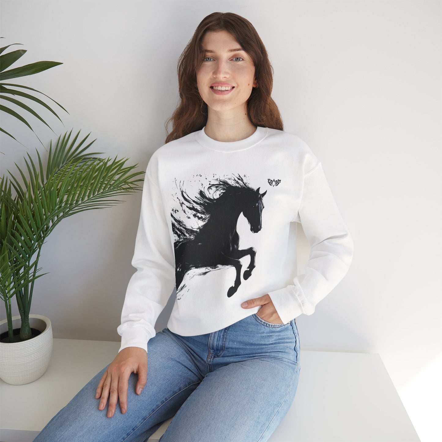 Ink Splash Horse Crewneck Sweatshirt - PMF Truth Faith
