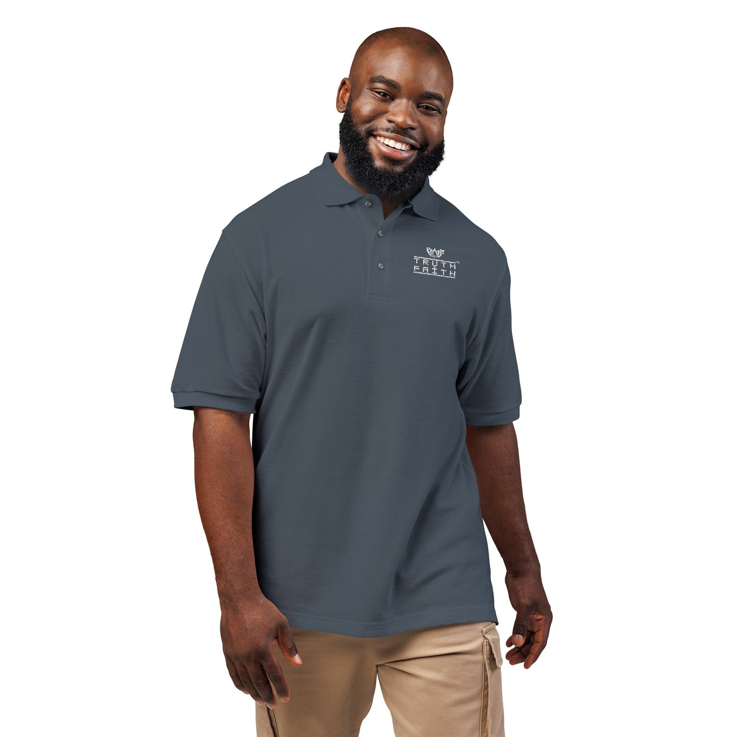Embroidered PeaceMonkFinds "Truth & Faith" Polo Shirt- Dark Colors