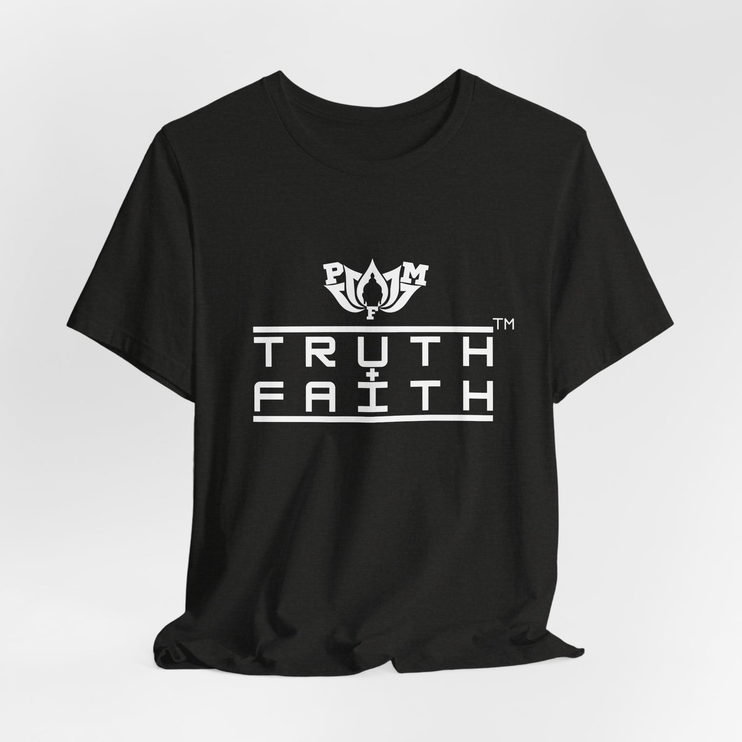 PMF Truth + Faith Graphic Tee — Minimalist Spiritual Logo T-Shirt- Dark Colors