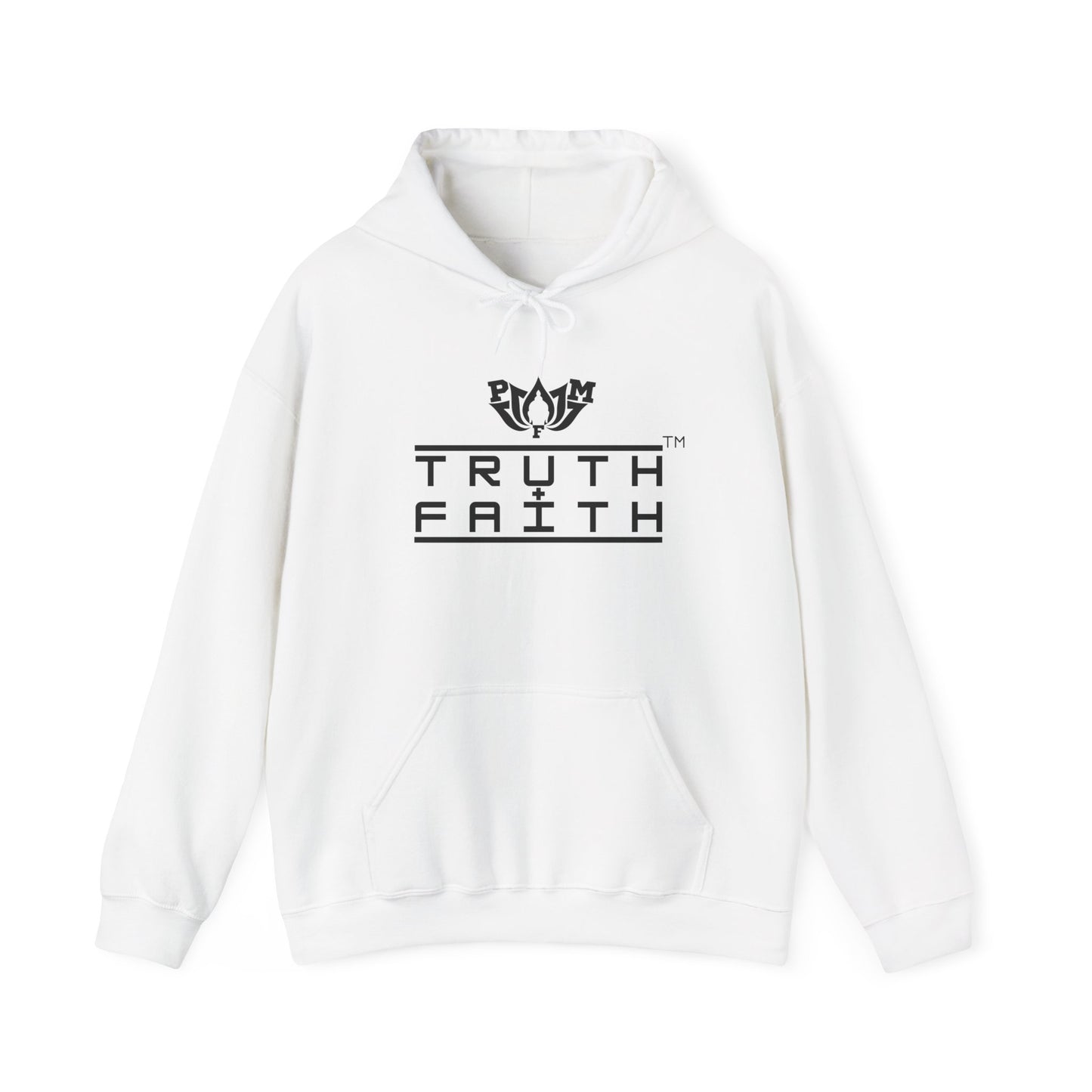 PMF Truth + Faith Hoodie — Minimalist Script Graphic Hooded Sweatshirt