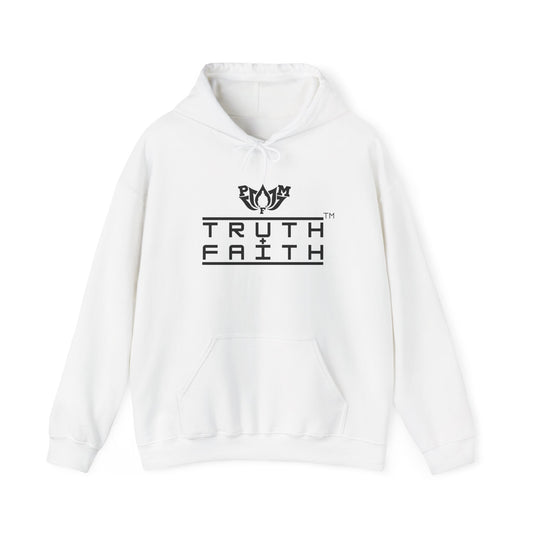 PMF Truth + Faith Hoodie — Minimalist Script Graphic Hooded Sweatshirt