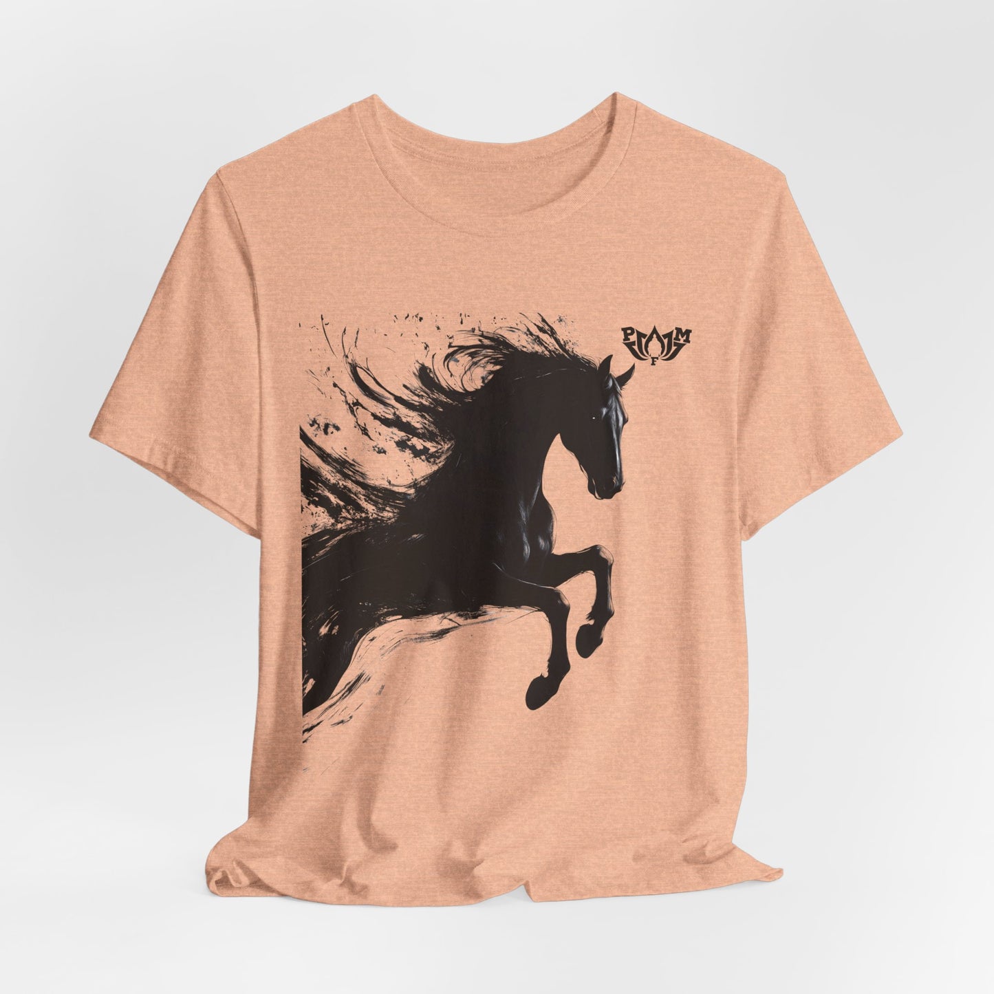 Horse Silhouette Tee — Black Ink Stallion Graphic Shirt-PMF- PeaceMonkFinds
